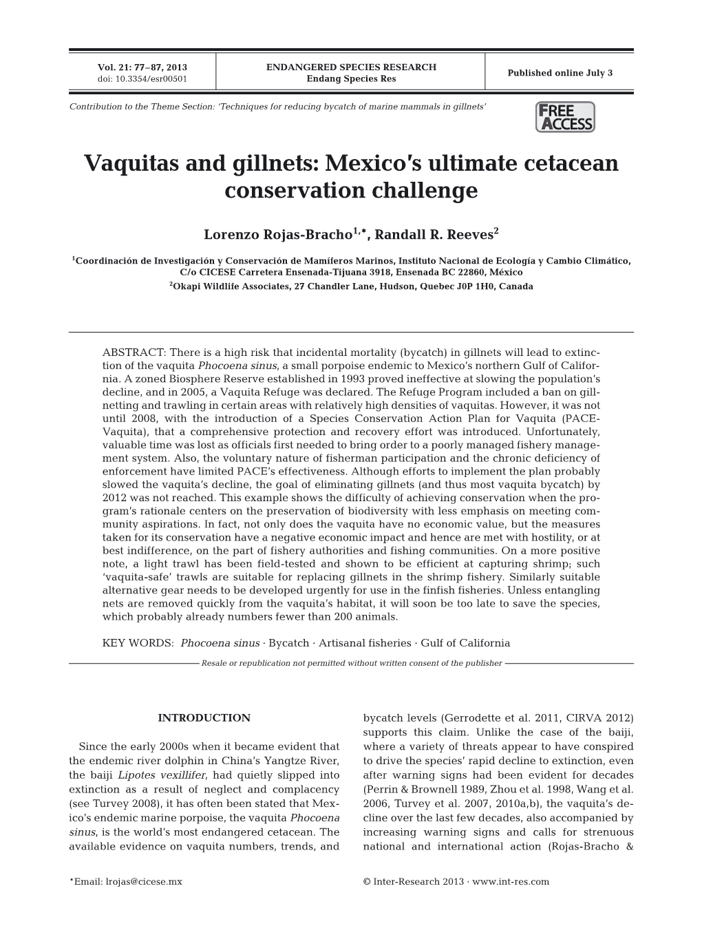 Vaquitas and Gillnets: Mexico’S Ultimate Cetacean Conservation Challenge