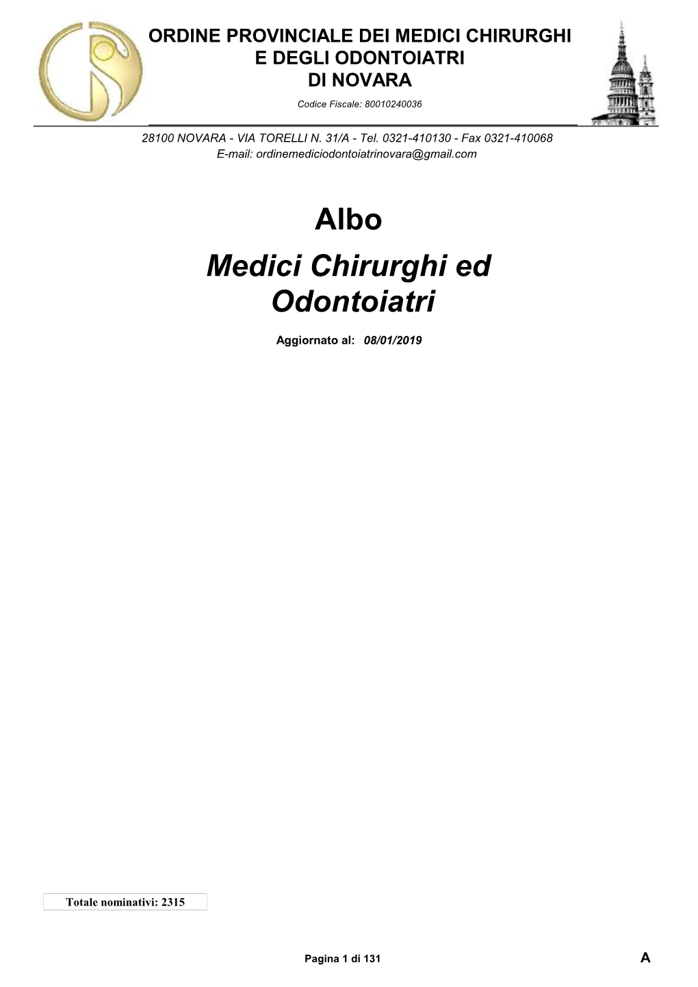 Albo Medici Chirurghi Ed Odontoiatri