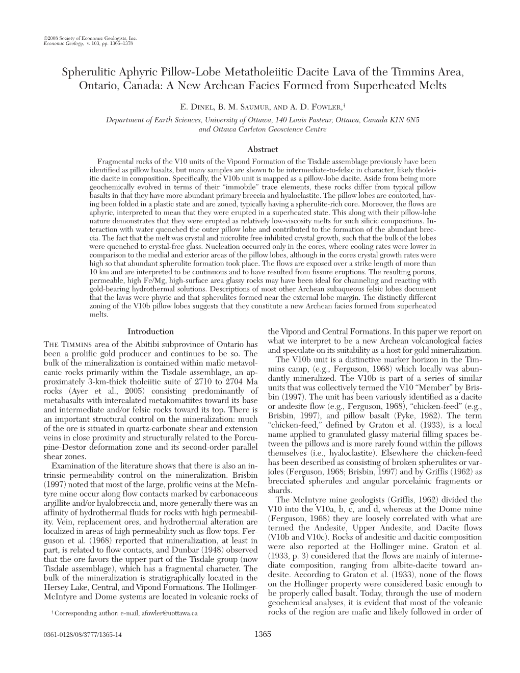 Spherulitic Aphyric Pillow-Lobe Metatholeiitic Dacite Lava of the Timmins Area, Ontario, Canada: a New Archean Facies Formed from Superheated Melts