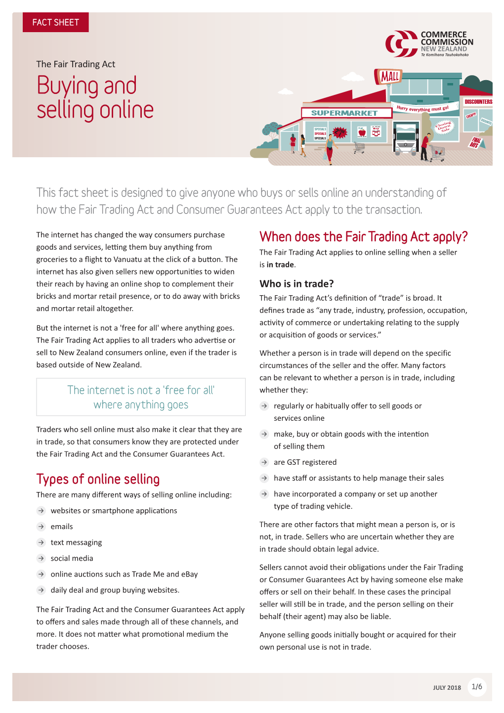 Buying and Selling Online – Fact Sheet – July 2018