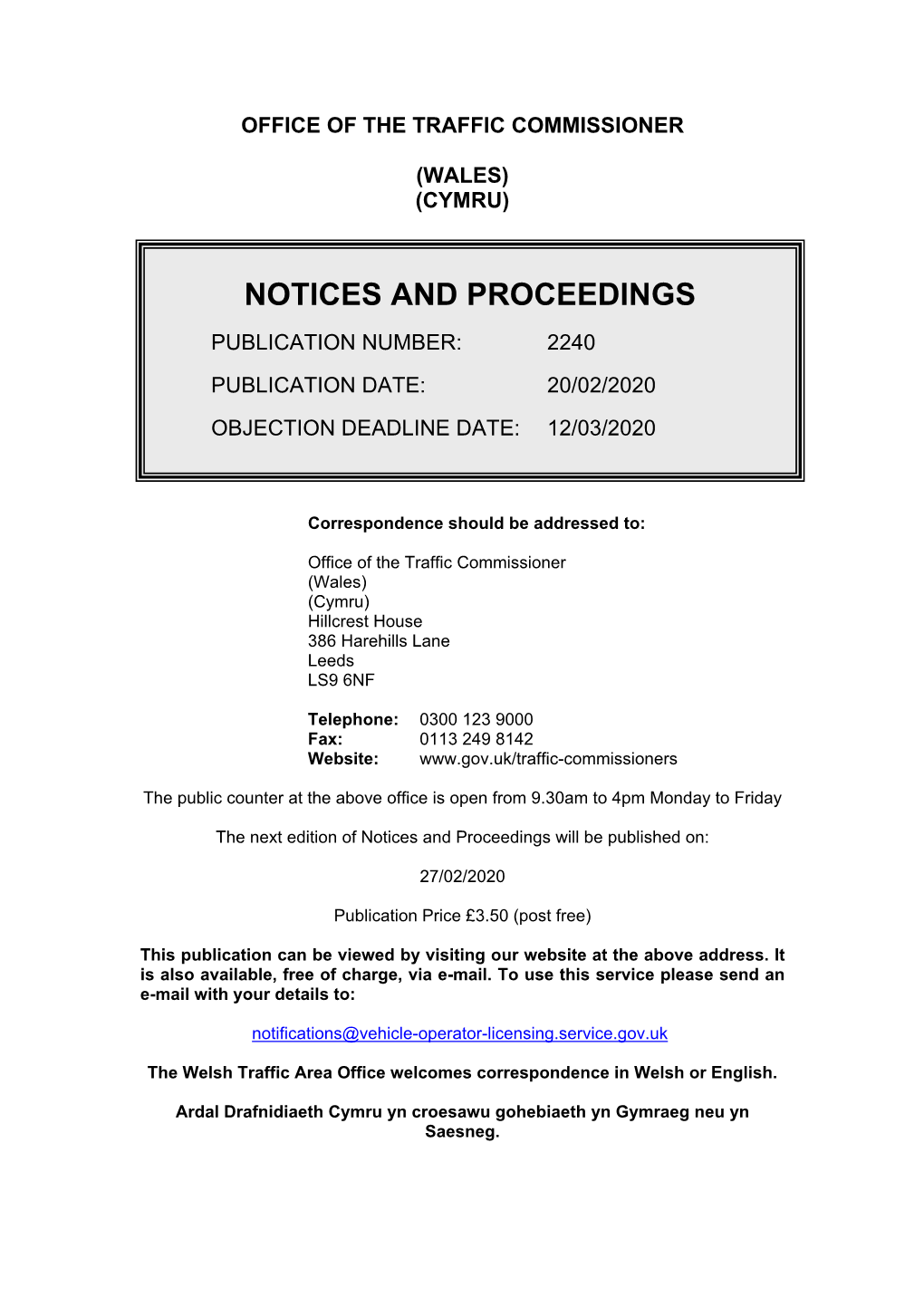 Notices and Proceedings