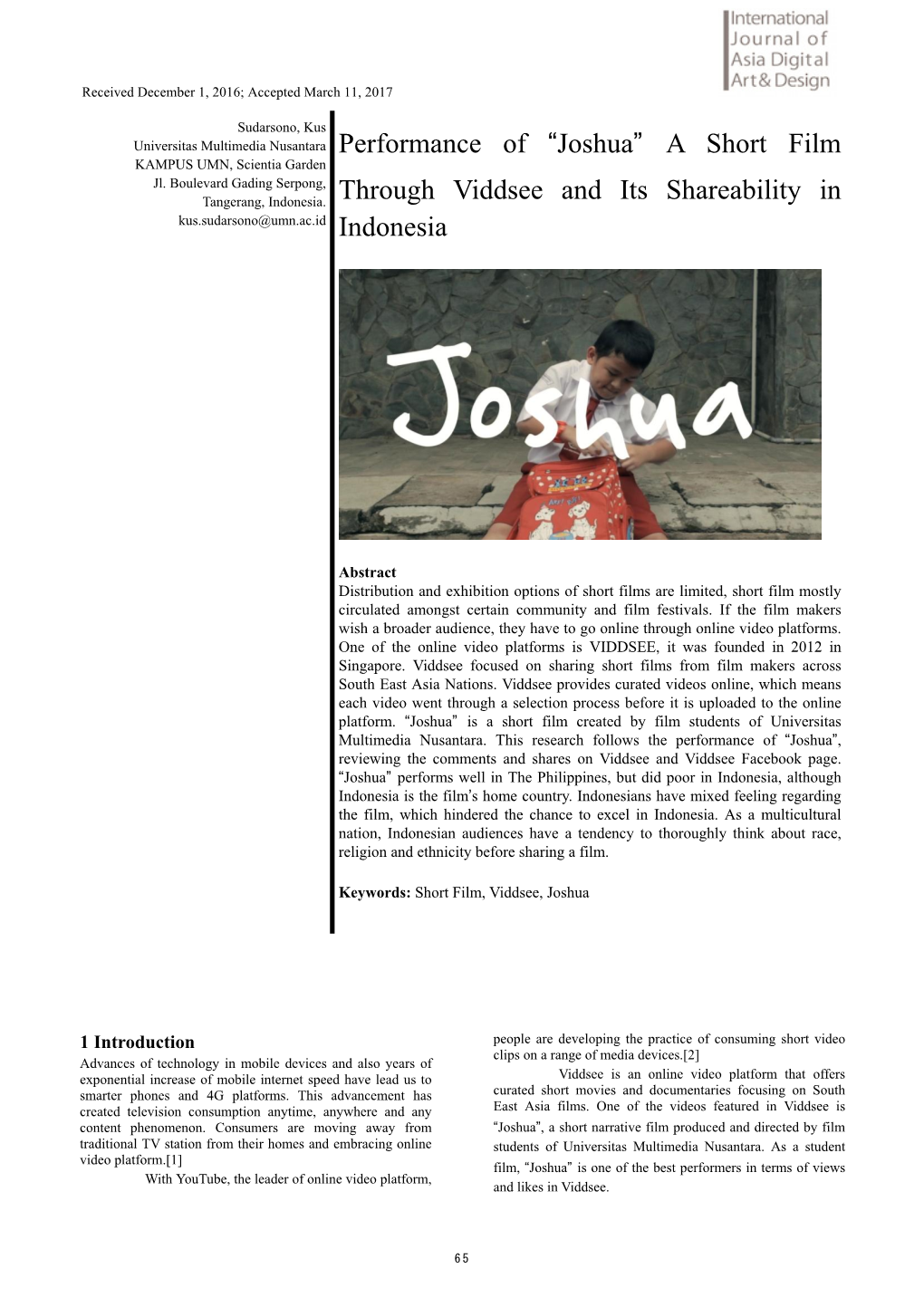 “Joshua” a Short Film Through Viddsee and Its