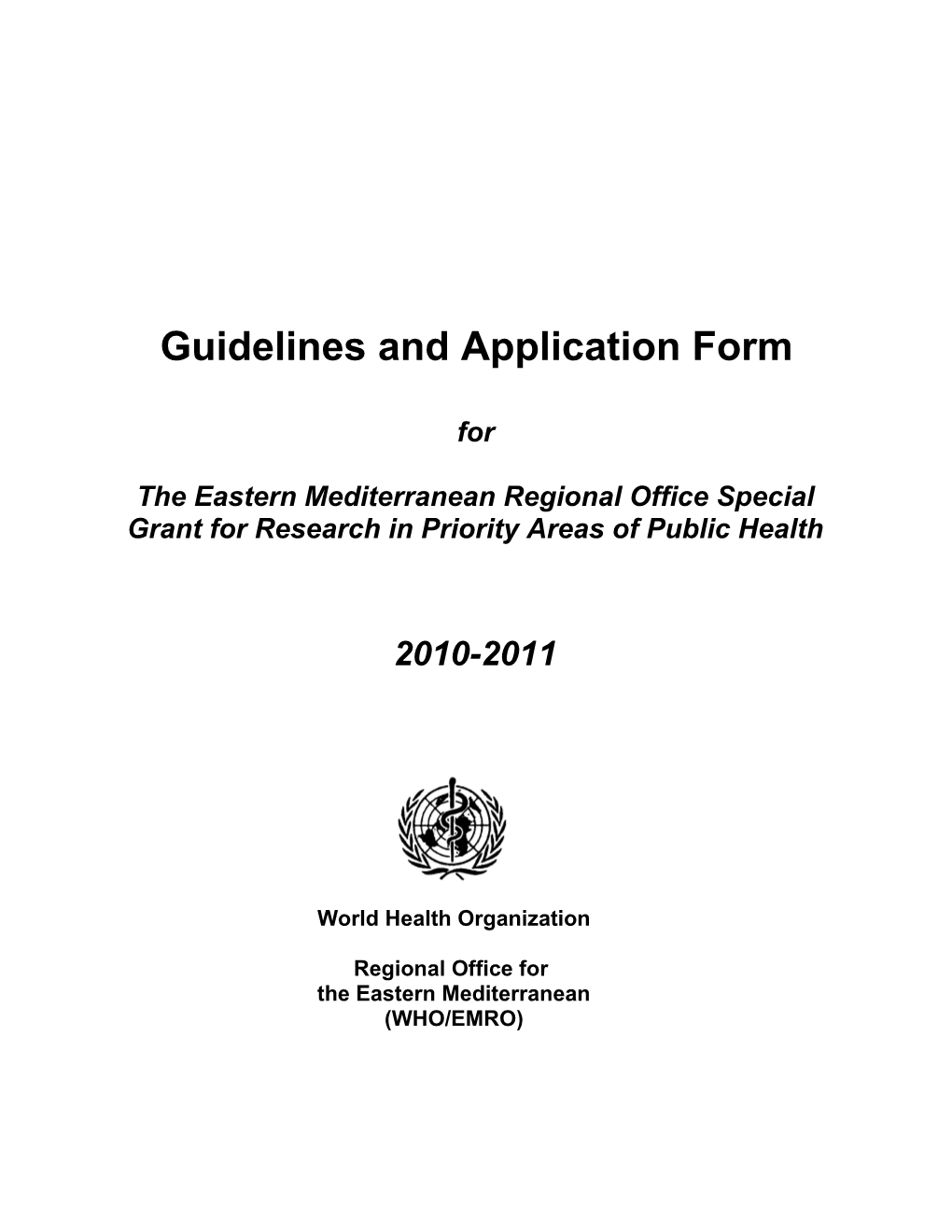 Guidelines and Application Form