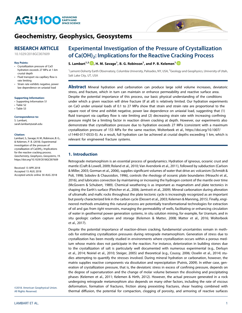 Experimental Investigation of the Pressure of Crystallization of Ca(OH)2: Implications for the Reactive Cracking Process