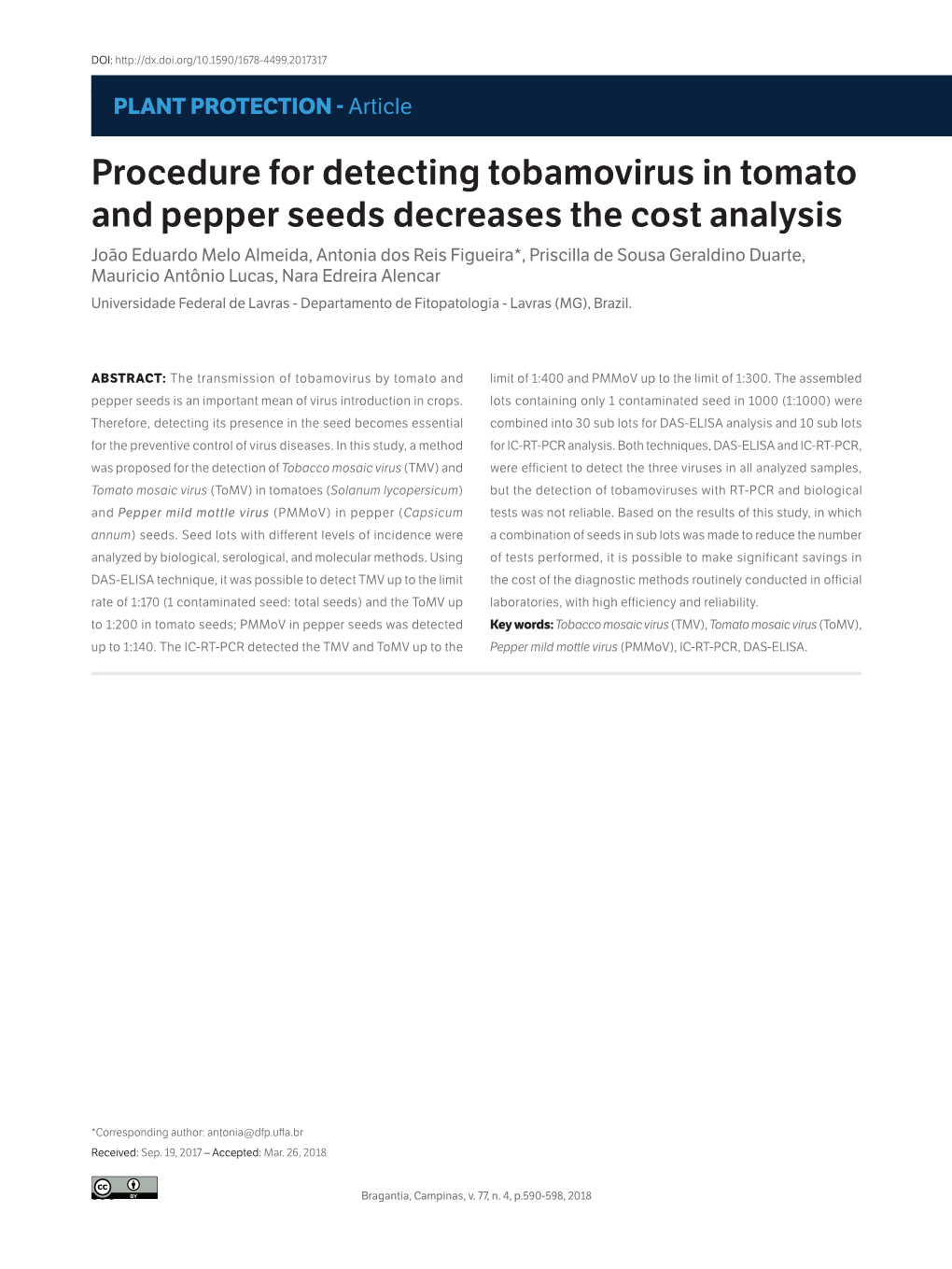 Procedure for Detecting Tobamovirus in Tomato and Pepper Seeds