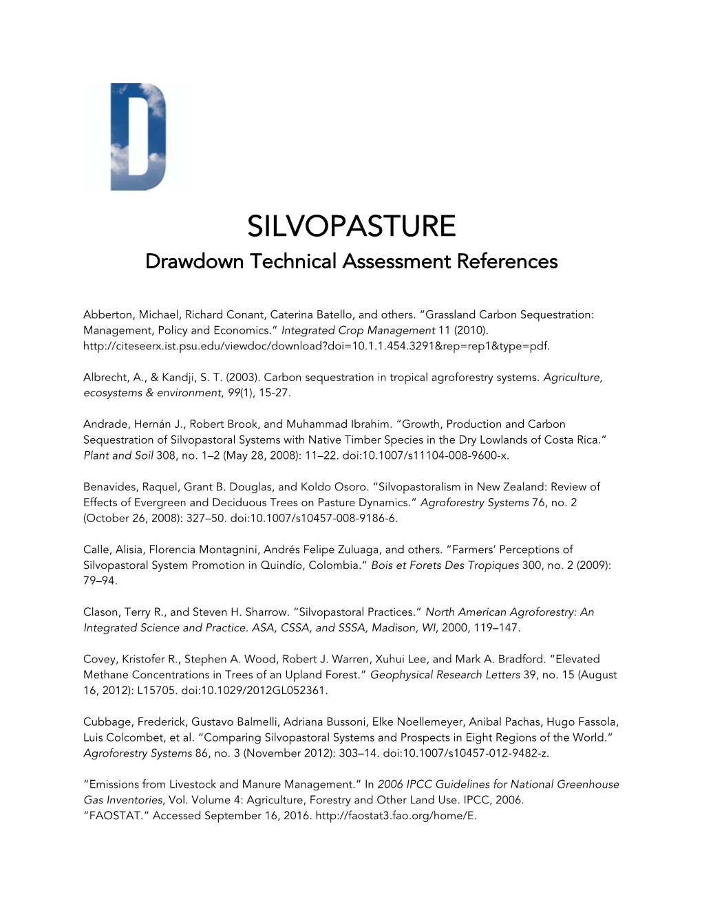 References SILVOPASTURE