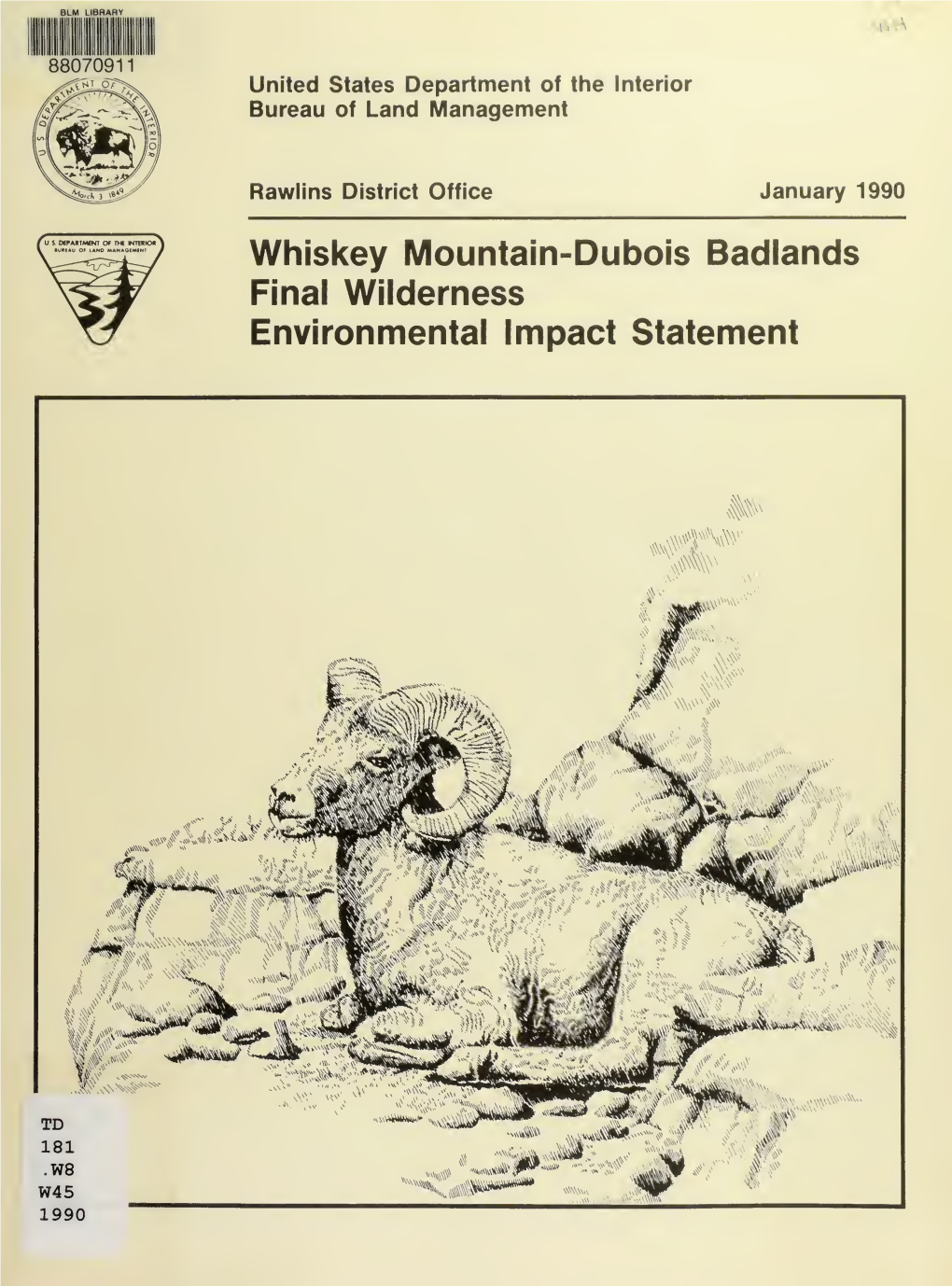 Whiskey Mountain-Dubois Badlands Wilderness Environmental Impact Statement