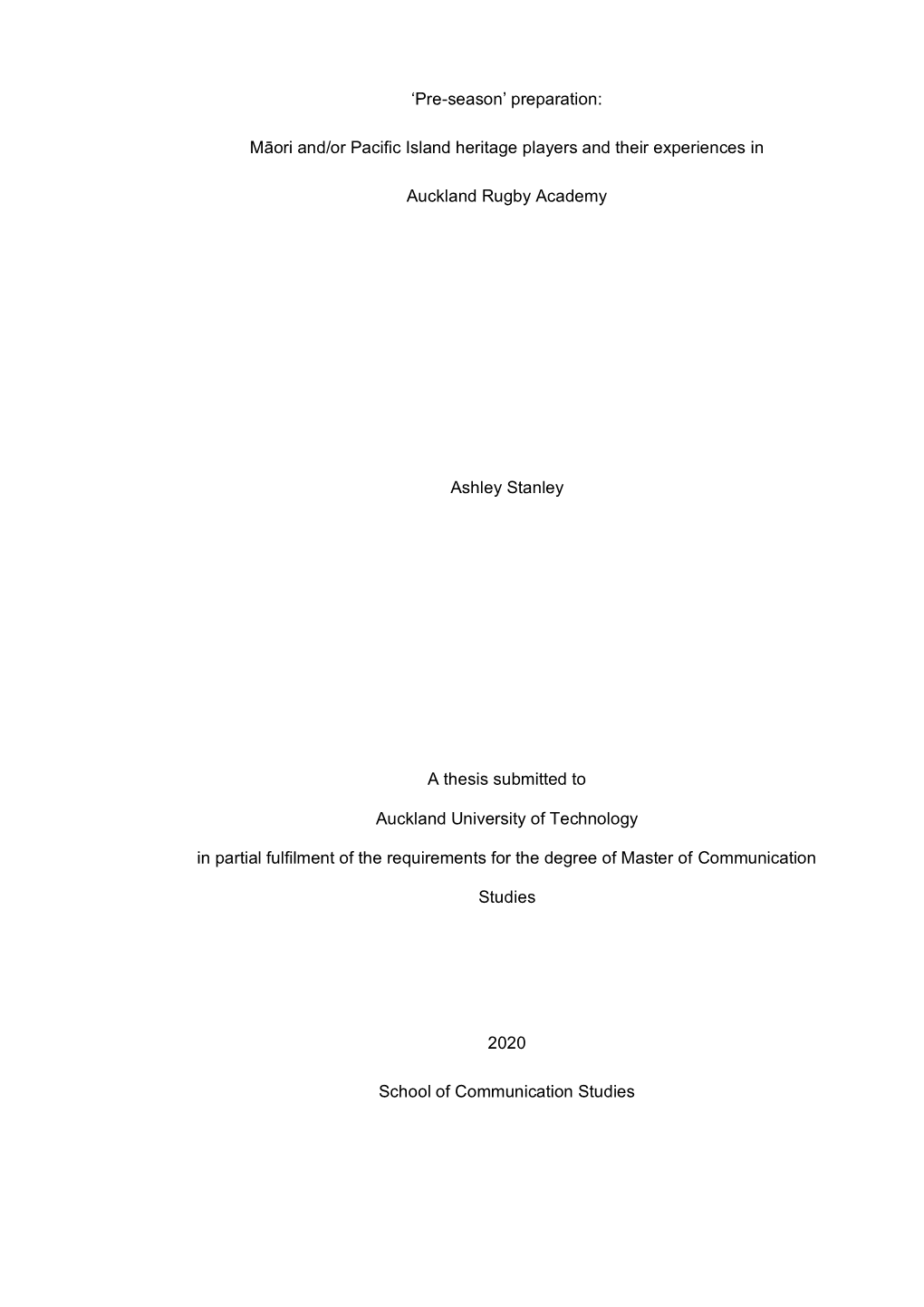 Thesis Submitted To