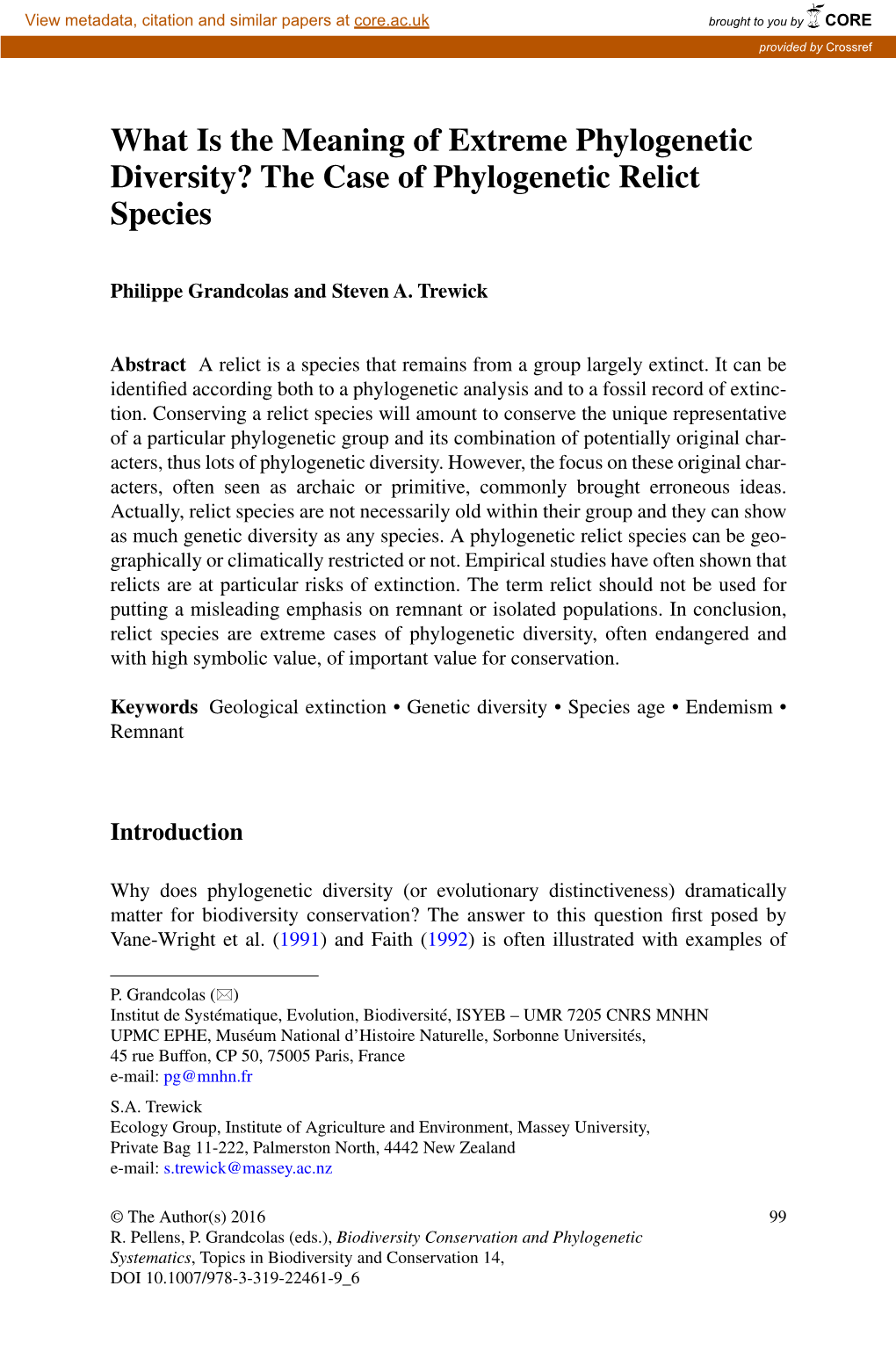 The Case of Phylogenetic Relict Species