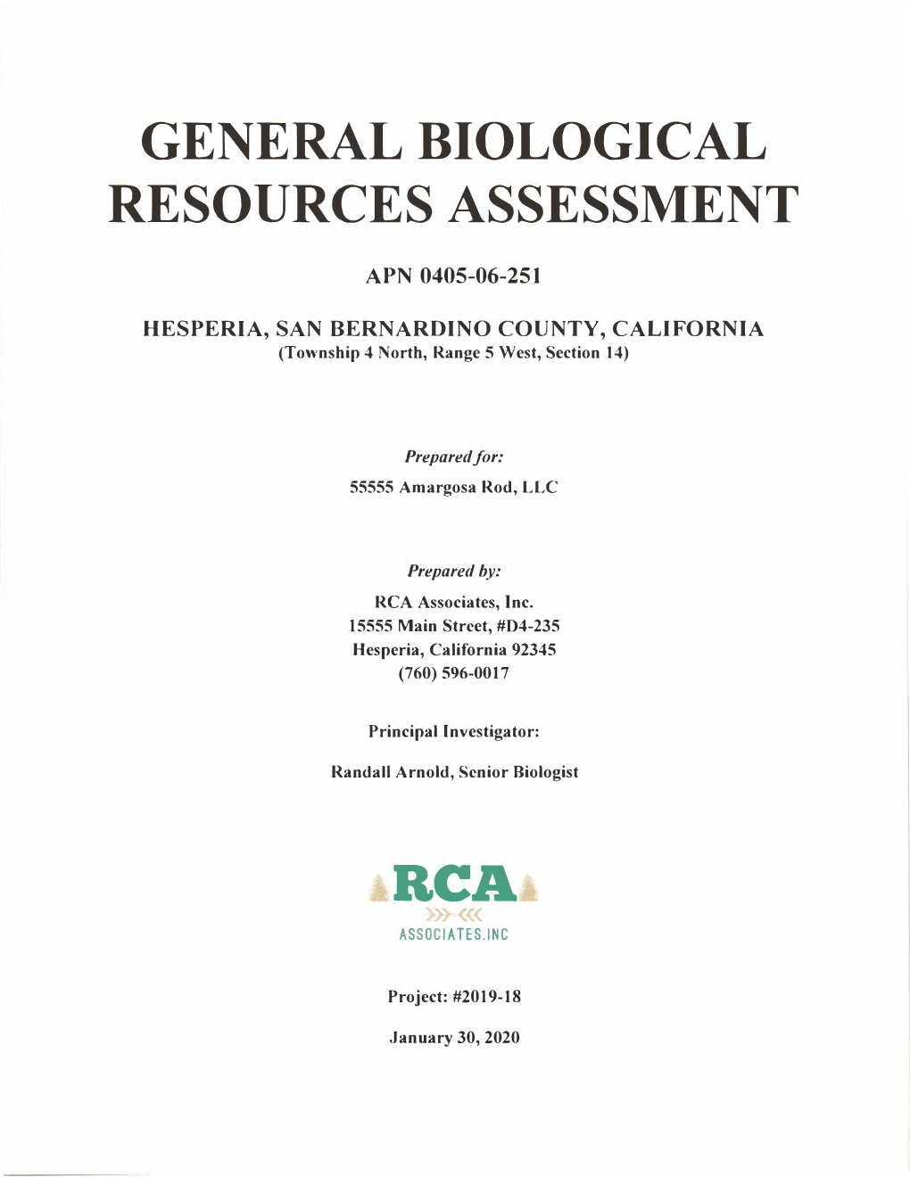 General Biological Resources Assessment