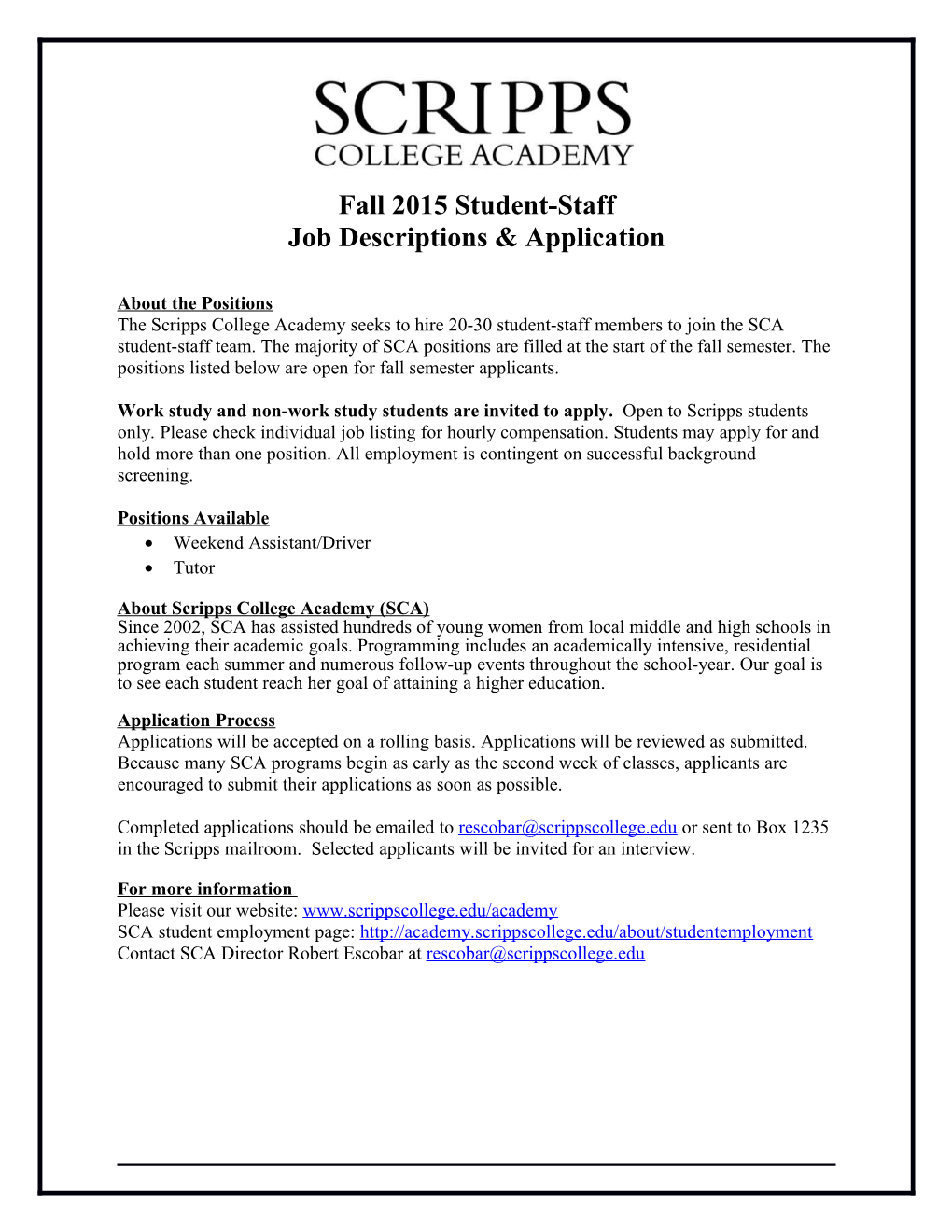 Scripps College Summer Academy