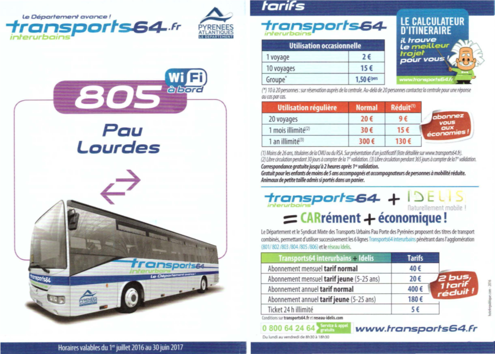 Transports 64-.Fr ATLANTIQUES .N1 U Cii D'itineraire Interurbain 