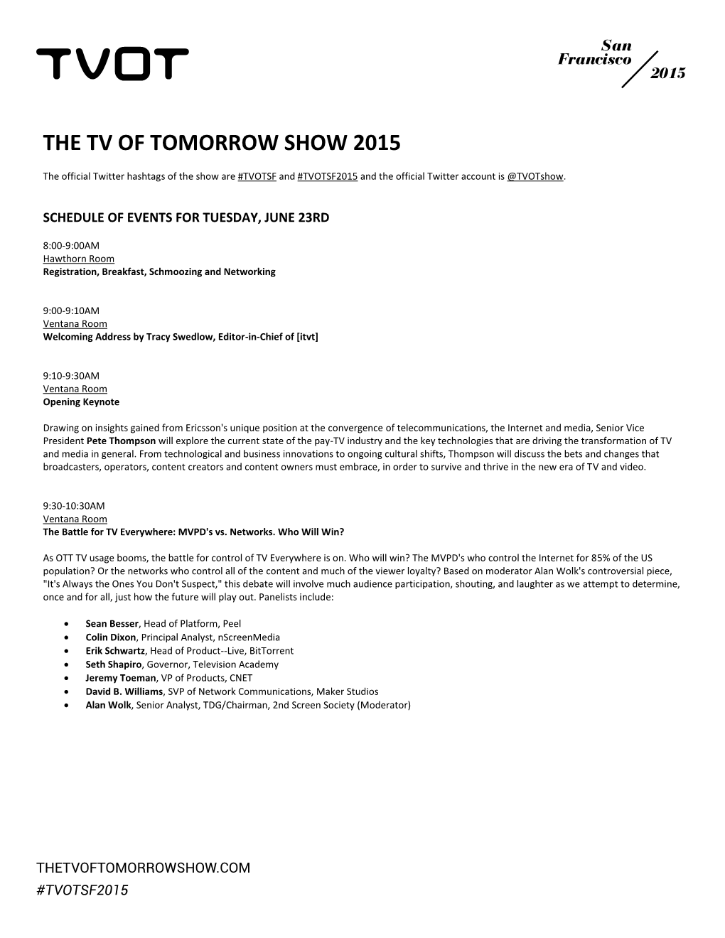 The Tv of Tomorrow Show 2015