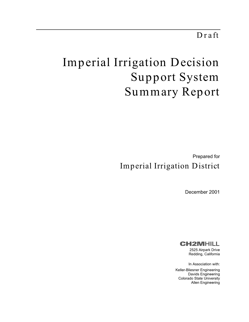 Imperial Irrigation Decision Support System Summary Report