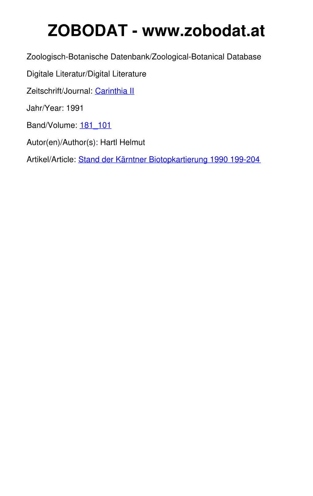 Stand Der Kärntner Biotopkartierung 1990 199-204 ©Naturwissenschaftlicher Verein Für Kärnten, Austria, Download Unter