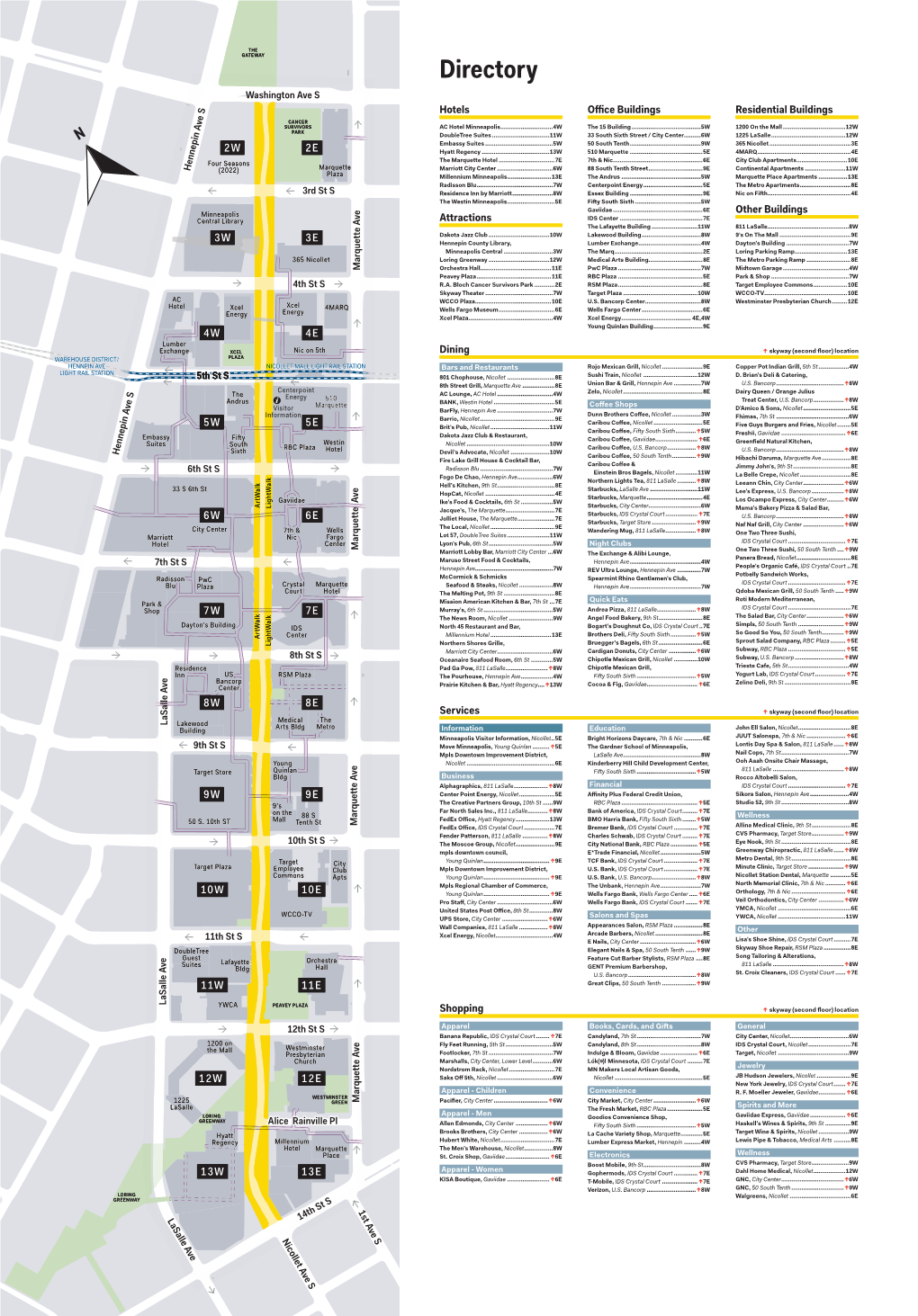 Directory Washington Ave S Hotels Oﬃce Buildings Residential Buildings