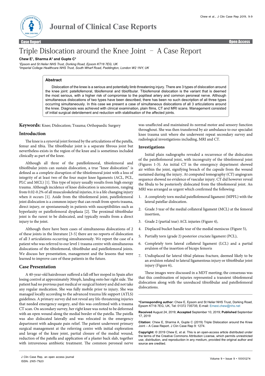 Triple Dislocation Around the Knee Joint – a Case Report