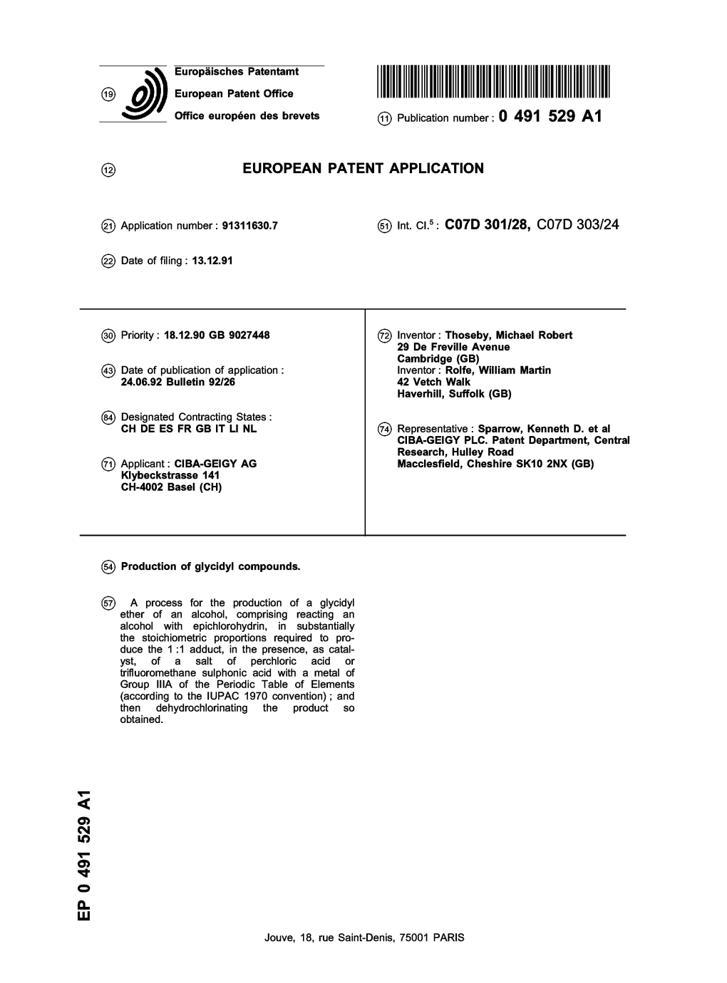 Production of Glycidyl Compounds