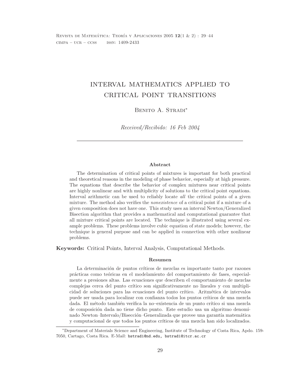 Interval Mathematics Applied to Critical Point Transitions