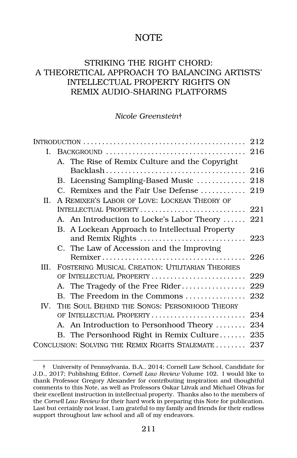 Striking the Right Chord: a Theoretical Approach to Balancing Artists’ Intellectual Property Rights on Remix Audio-Sharing Platforms