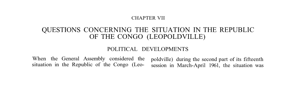 Questions Concerning the Situation in the Republic of the Congo (Leopoldville)
