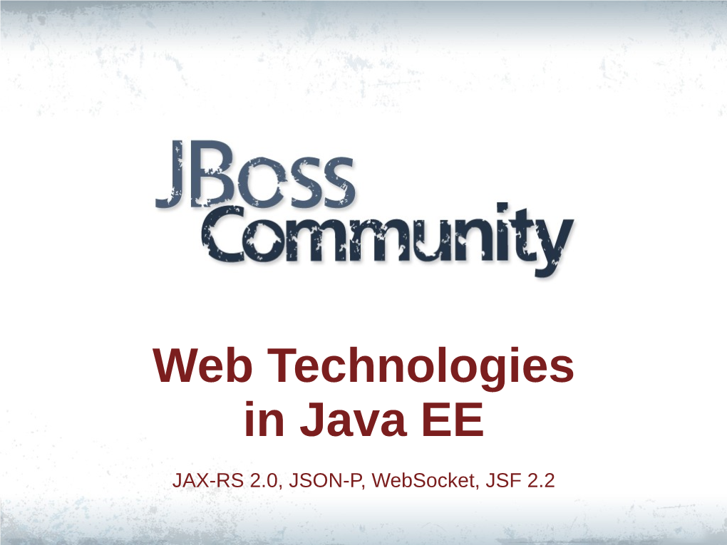 Web Technologies in Java EE