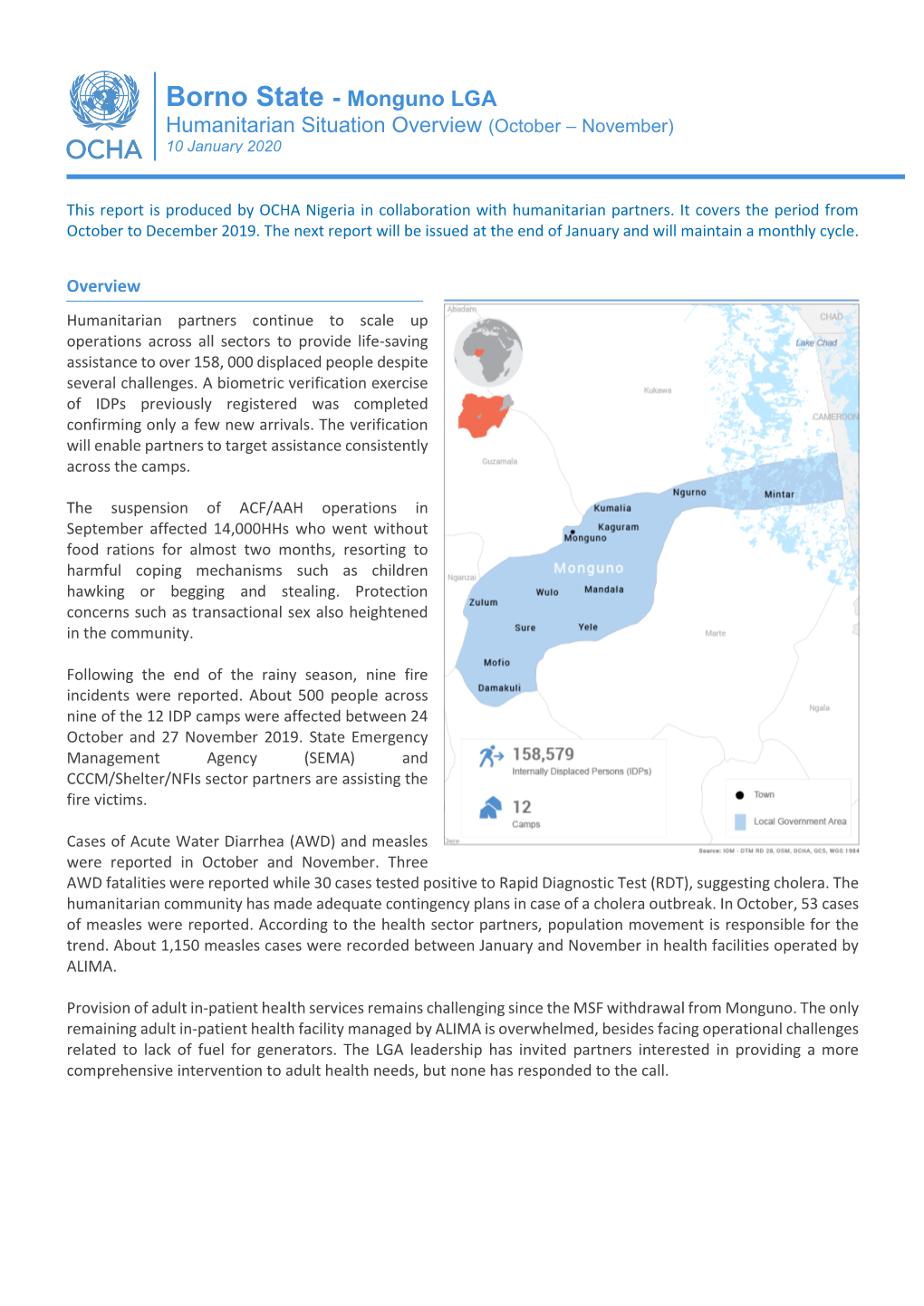 Borno State - Monguno LGA Humanitarian Situation Overview (October – November) 10 January 2020