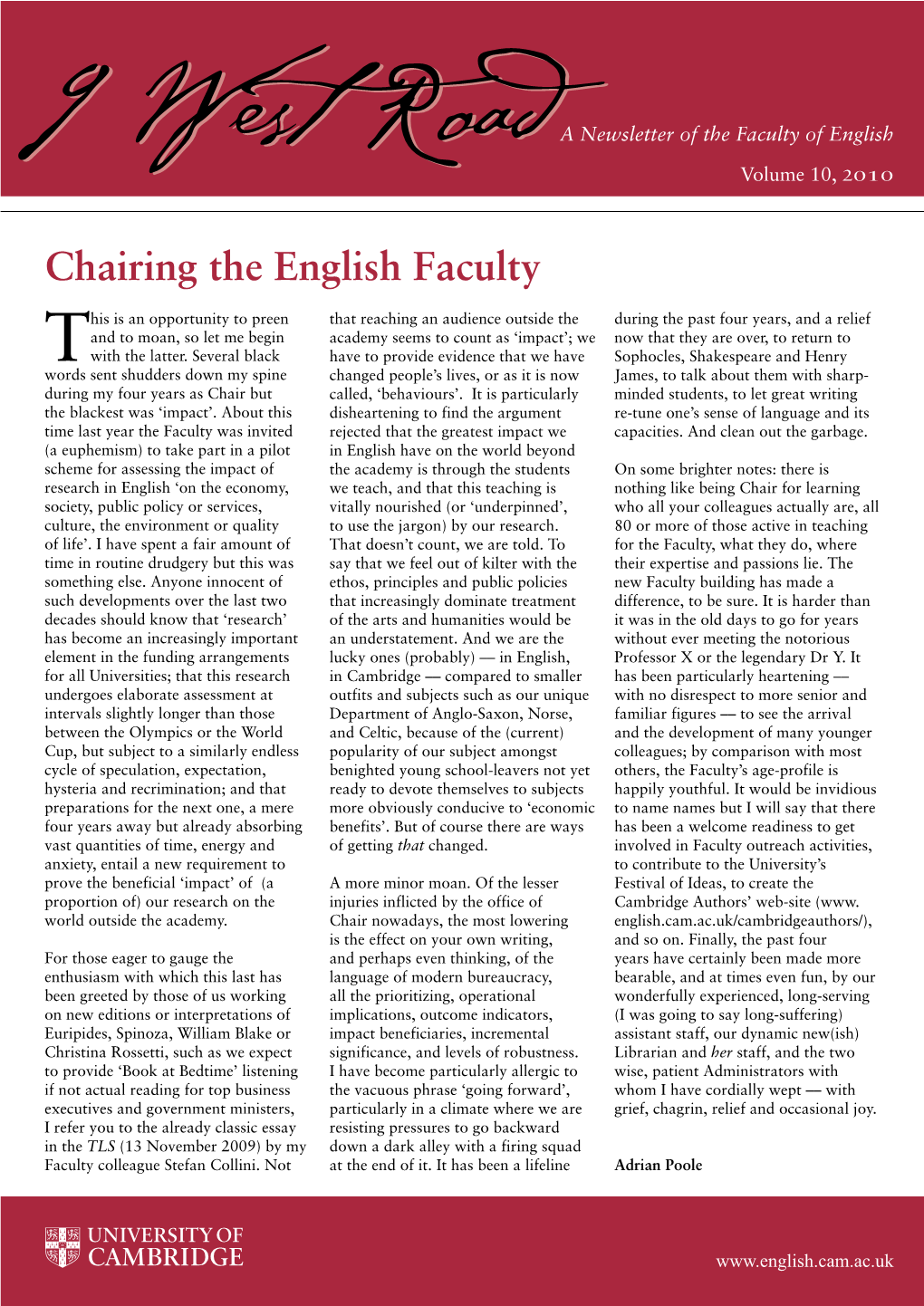 Chairing the English Faculty