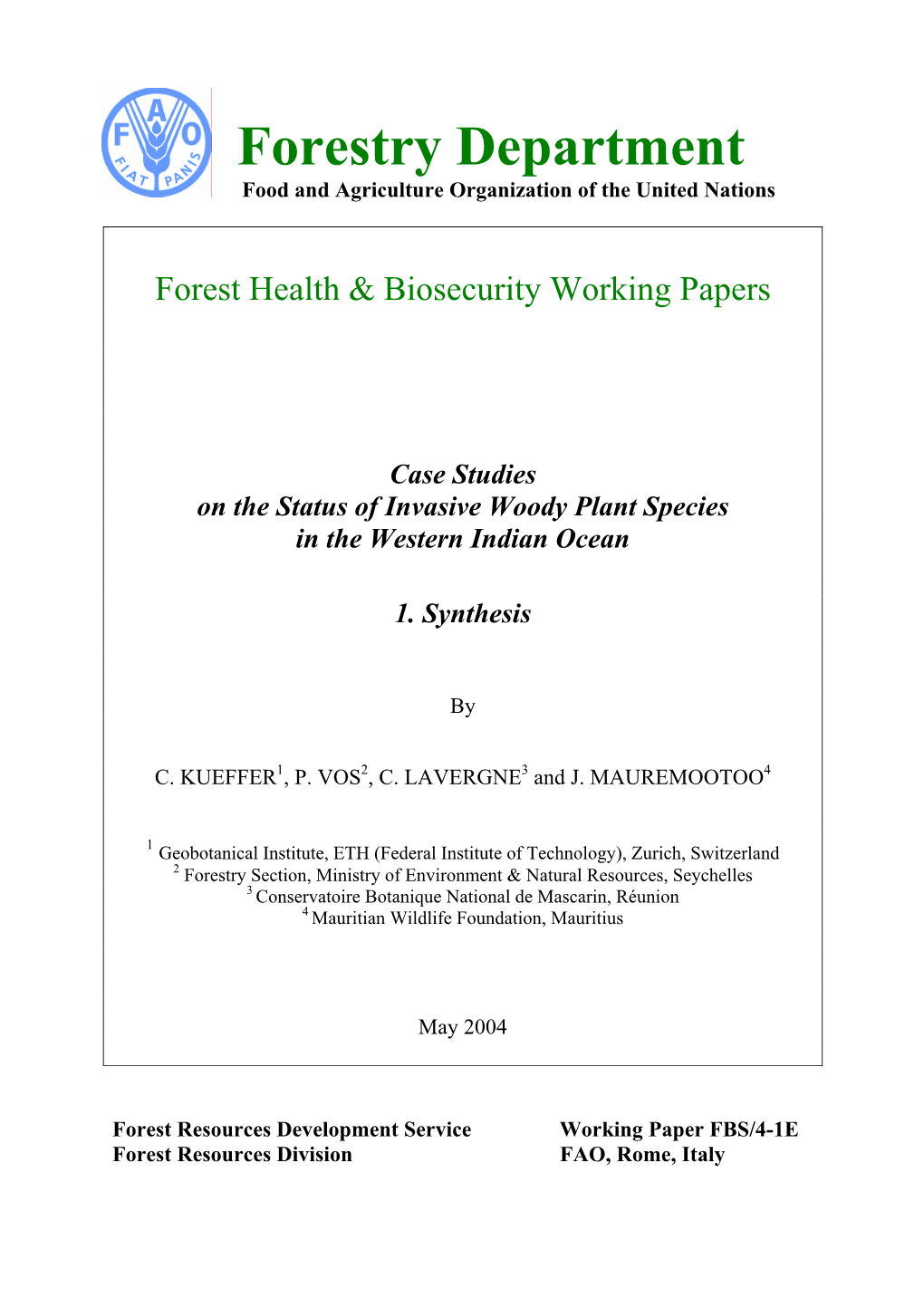 Case Studies on the Status of Invasive Woody Plant Species in the Western Indian Ocean