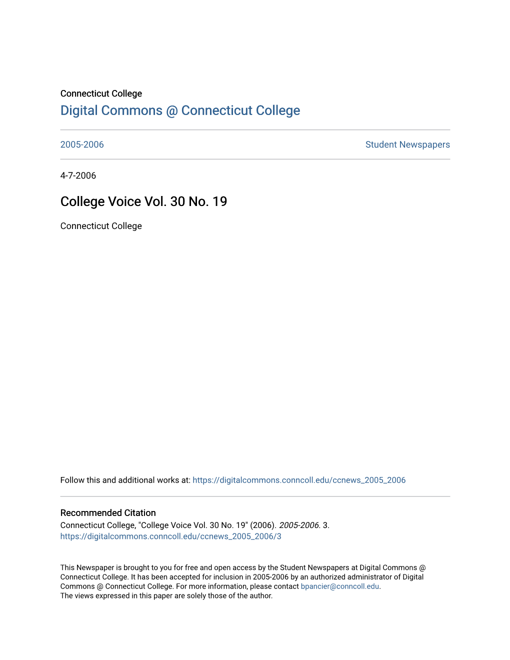 College Voice Vol. 30 No. 19