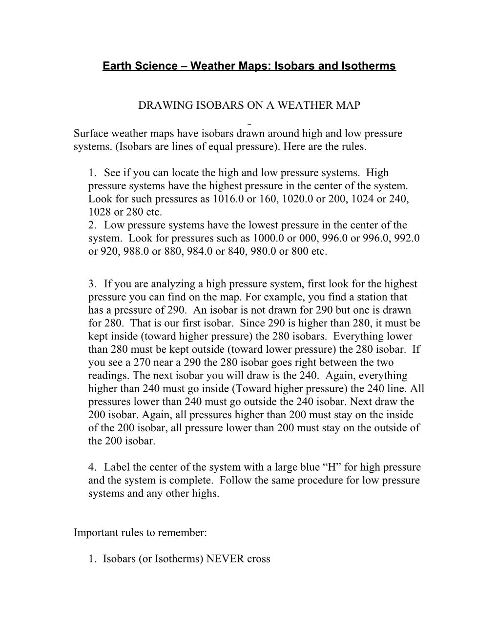 Earth Science – Weather Maps: Isobars And Isotherms