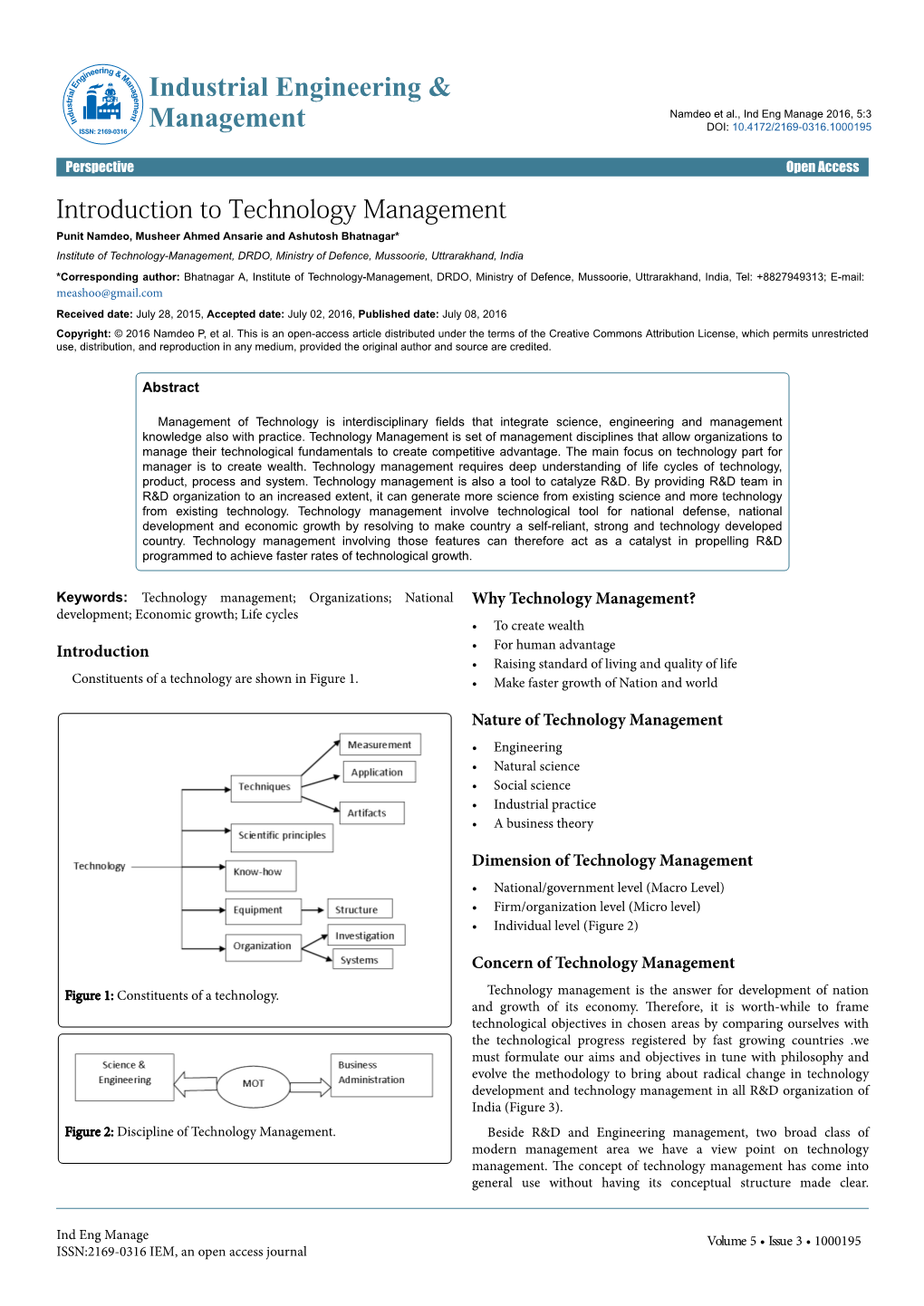 Introduction to Technology Management