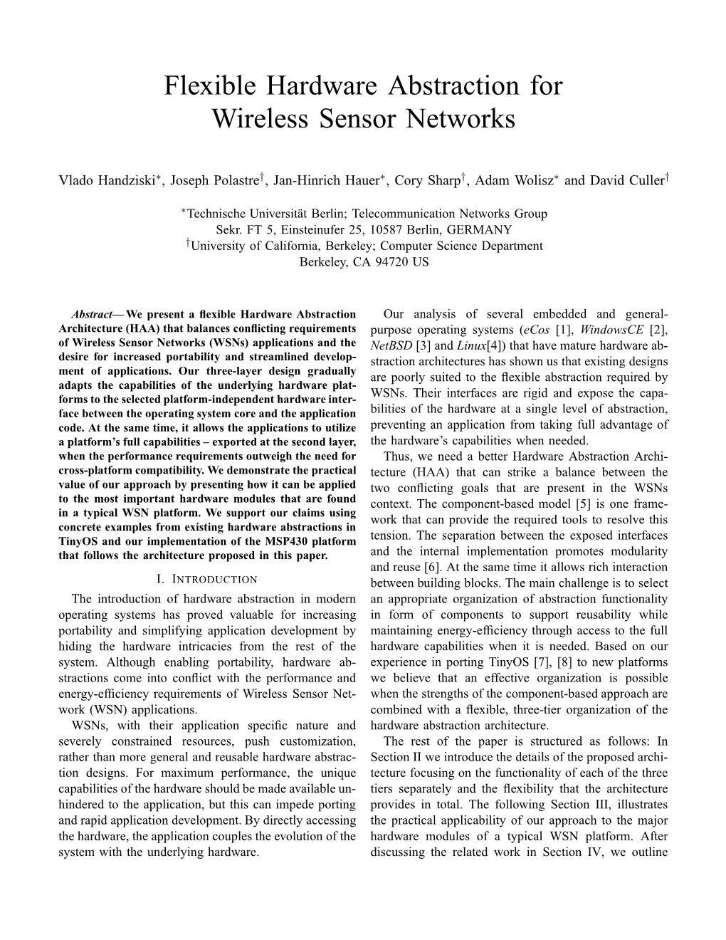 Flexible Hardware Abstraction for Wireless Sensor Networks