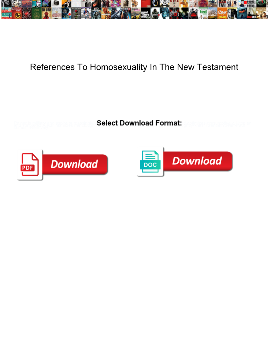 References to Homosexuality in the New Testament