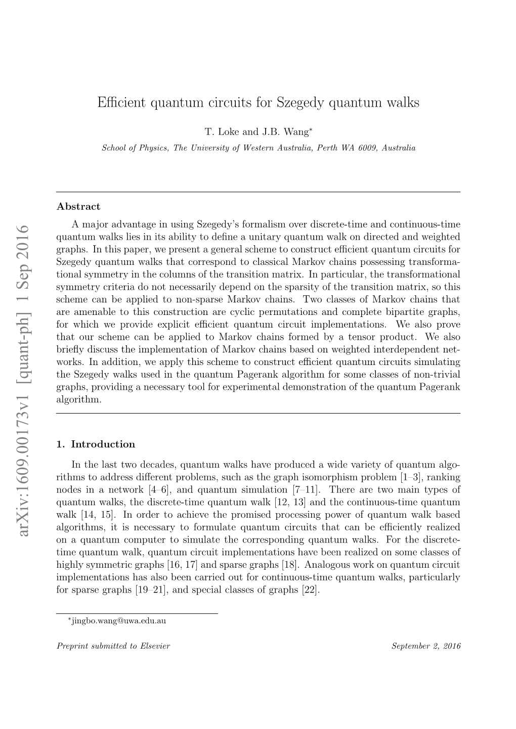 Efficient Quantum Circuits for Szegedy Quantum Walks