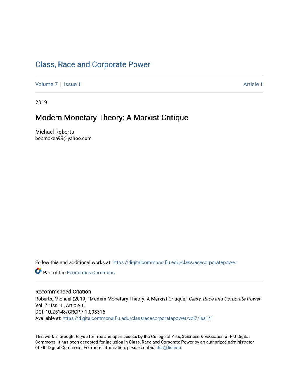 Modern Monetary Theory: a Marxist Critique