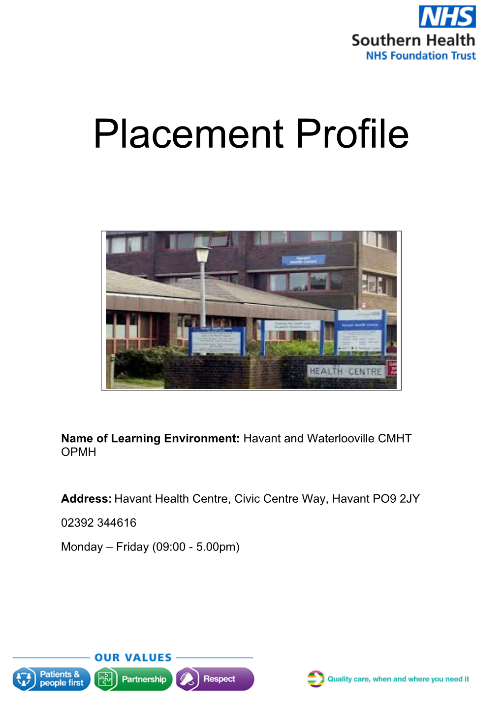 Placement Profile