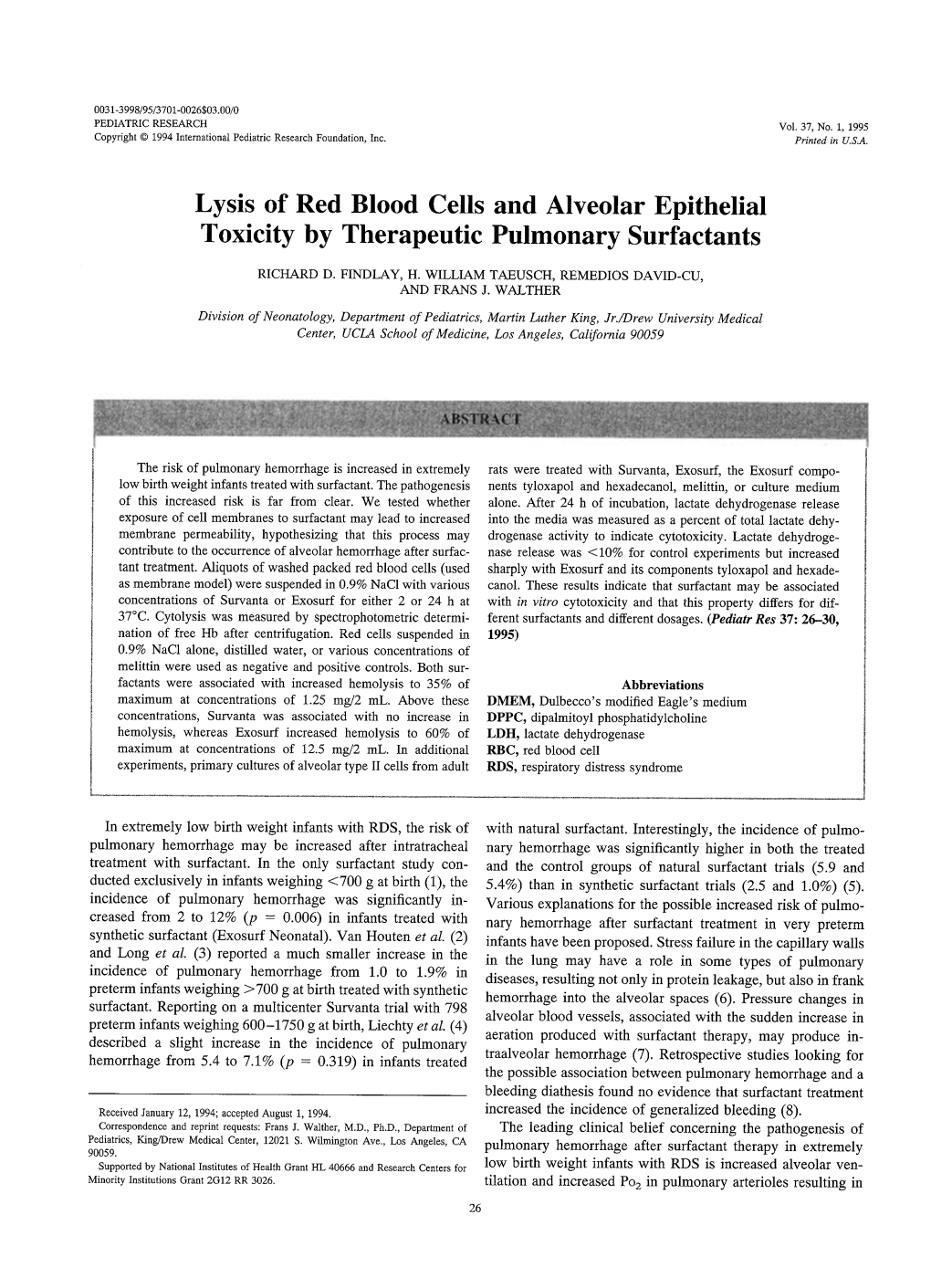 Lysis of Red Blood Cells and Alveolar Epithelial Toxicity by Therapeutic Pulmonary Surfactants