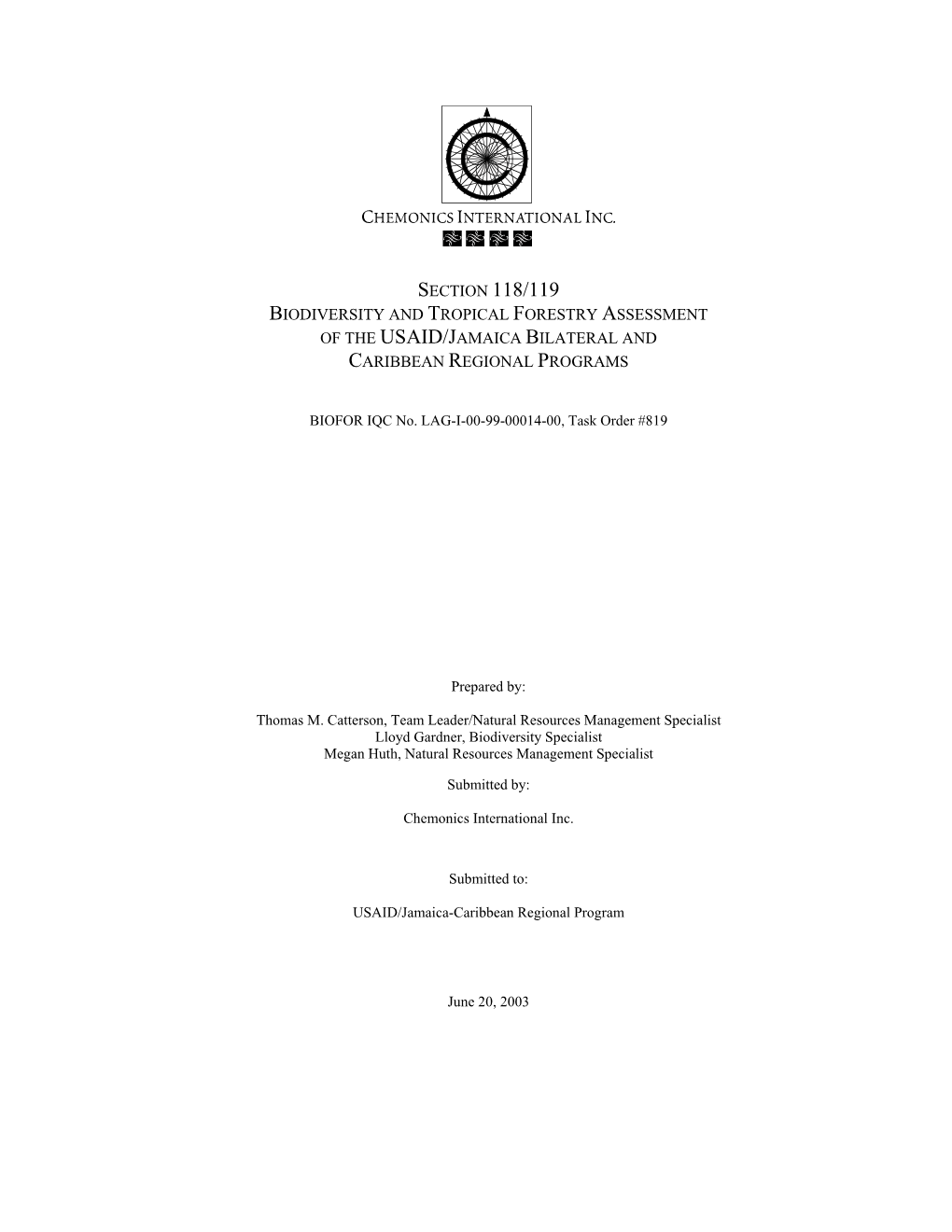 Section 118/119 Biodiversity and Tropical Forestry Assessment of the Usaid/Jamaica Bilateral and Caribbean Regional Programs