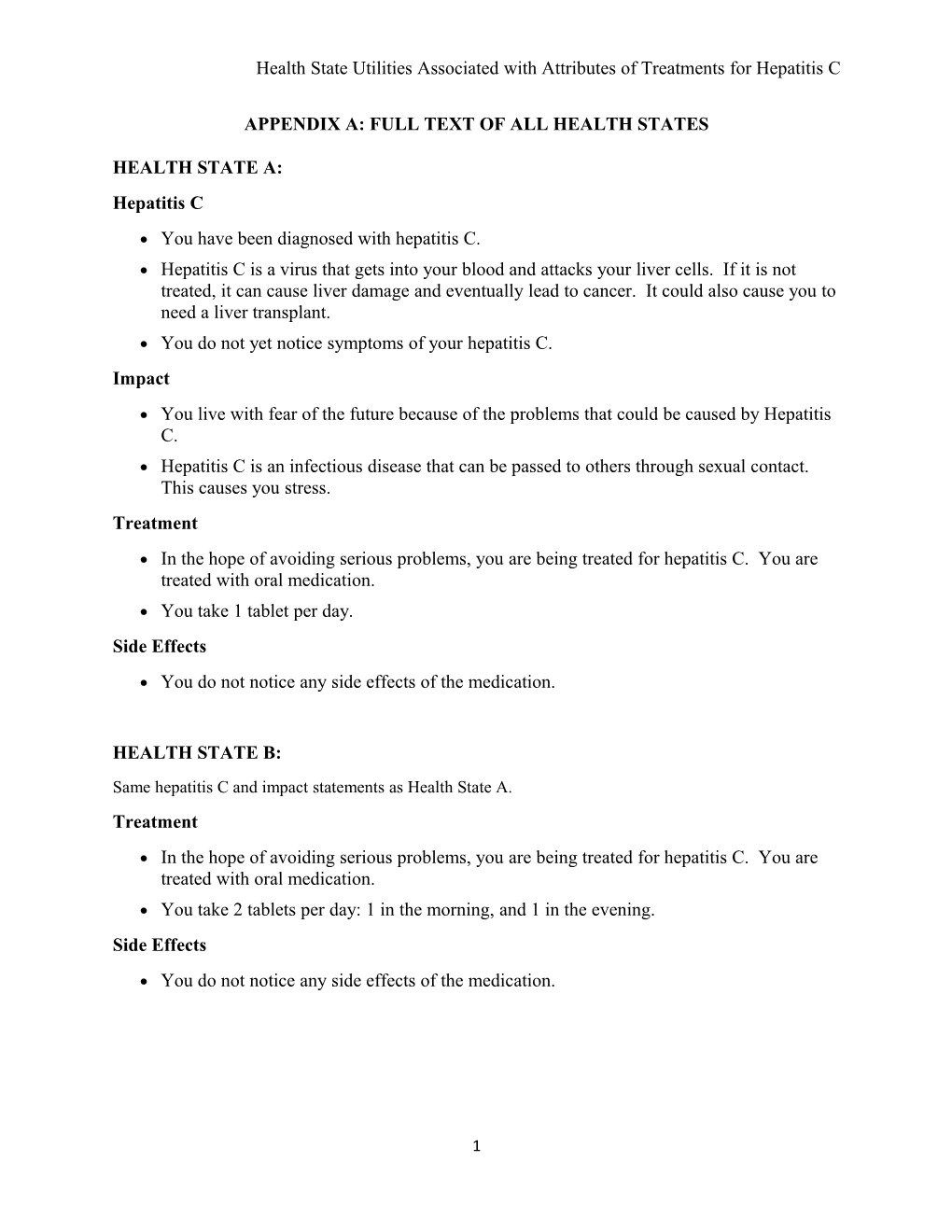 Appendix A: Full Text of All Health States