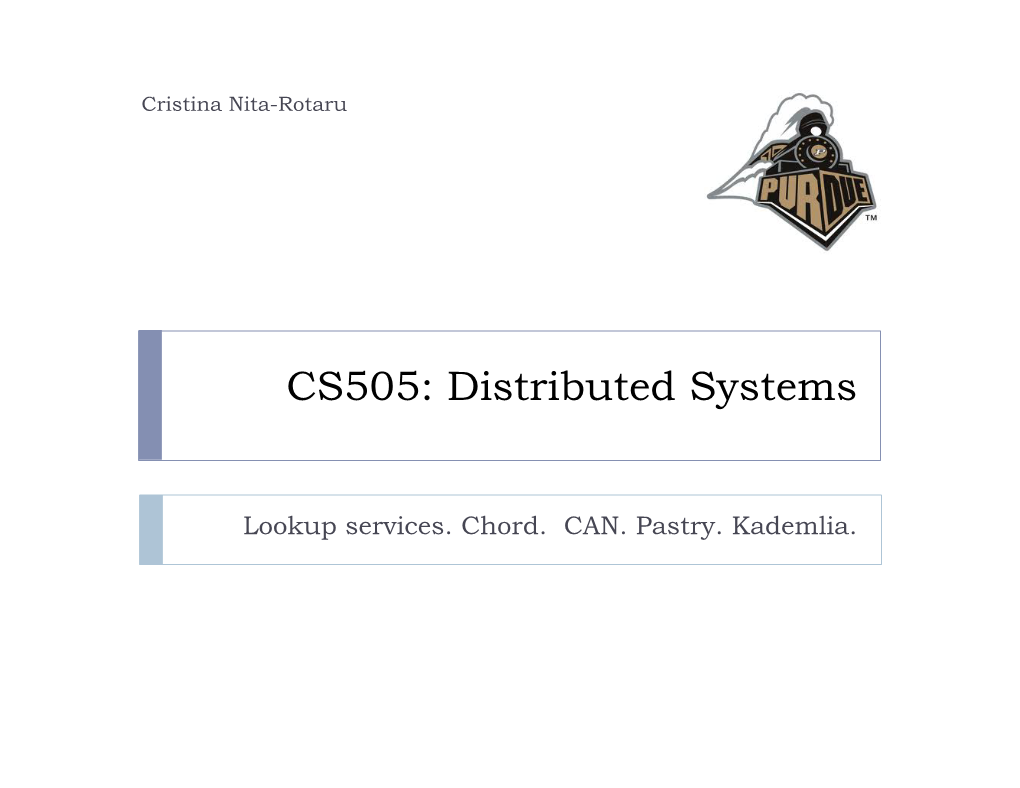 CS505: Distributed Systems