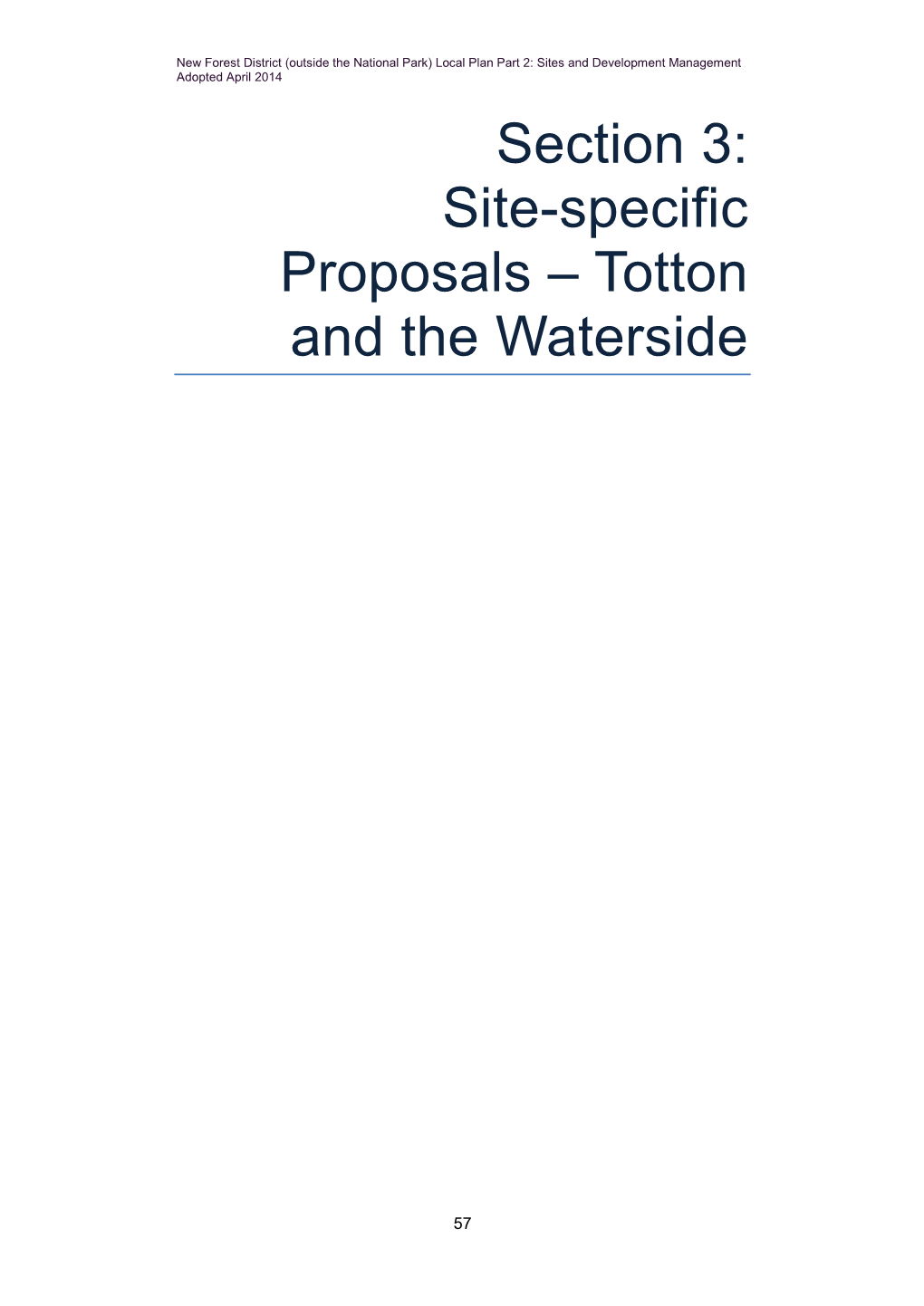 Section 3: Site-Specific Proposals – Totton and the Waterside