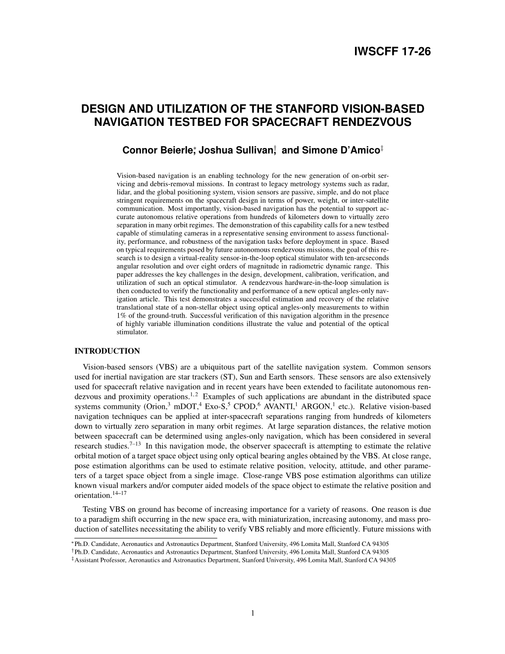 Design and Utilization of the Stanford Vision-Based Navigation Testbed for Spacecraft Rendezvous