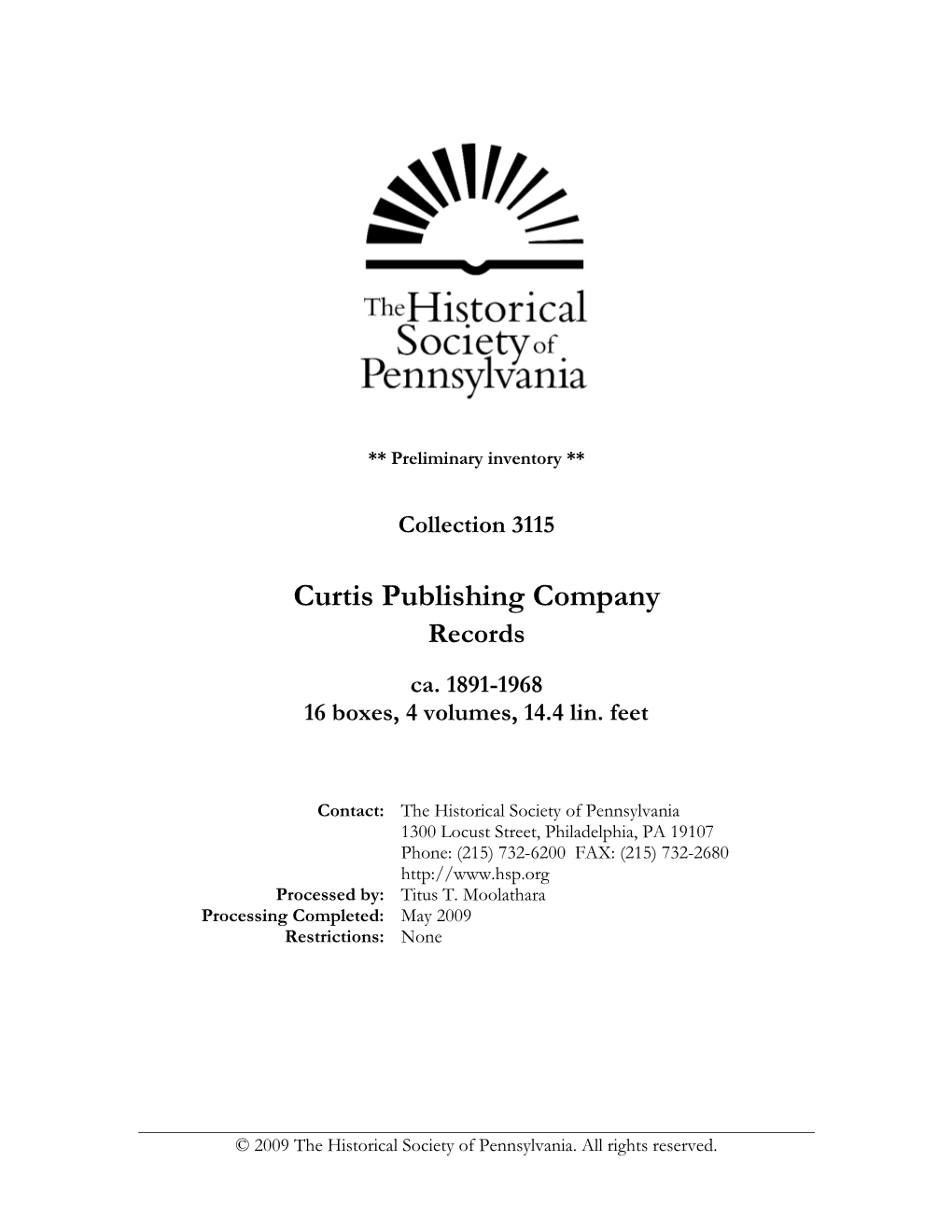 Curtis Publishing Company Records