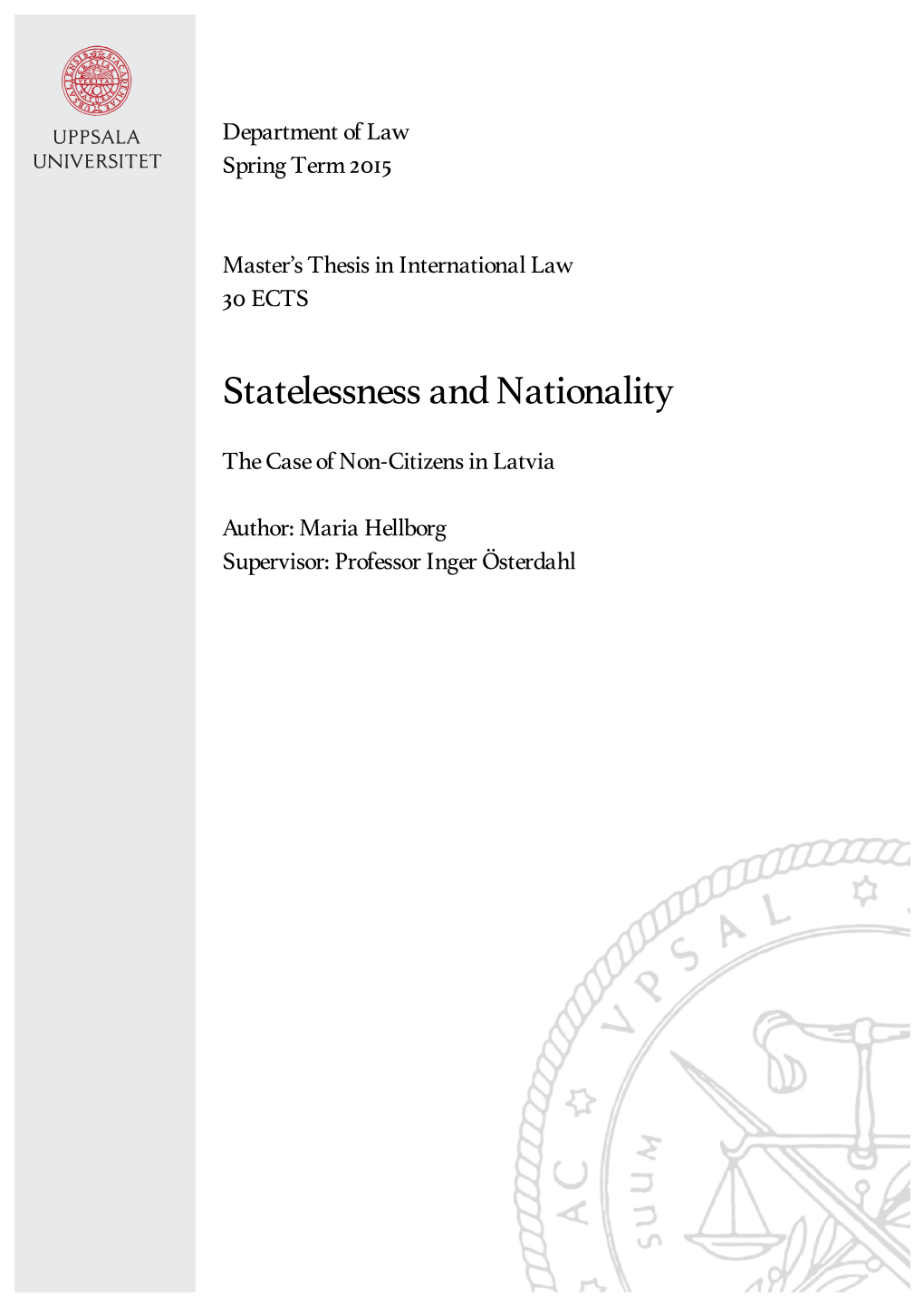 Statelessness and Nationality