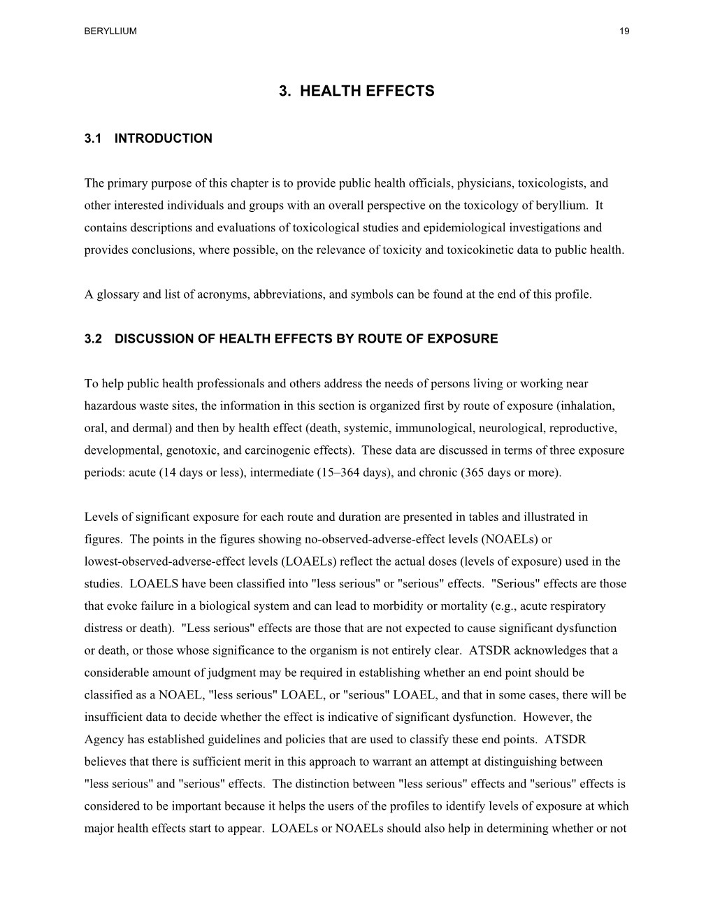 Toxicological Profile for Beryllium