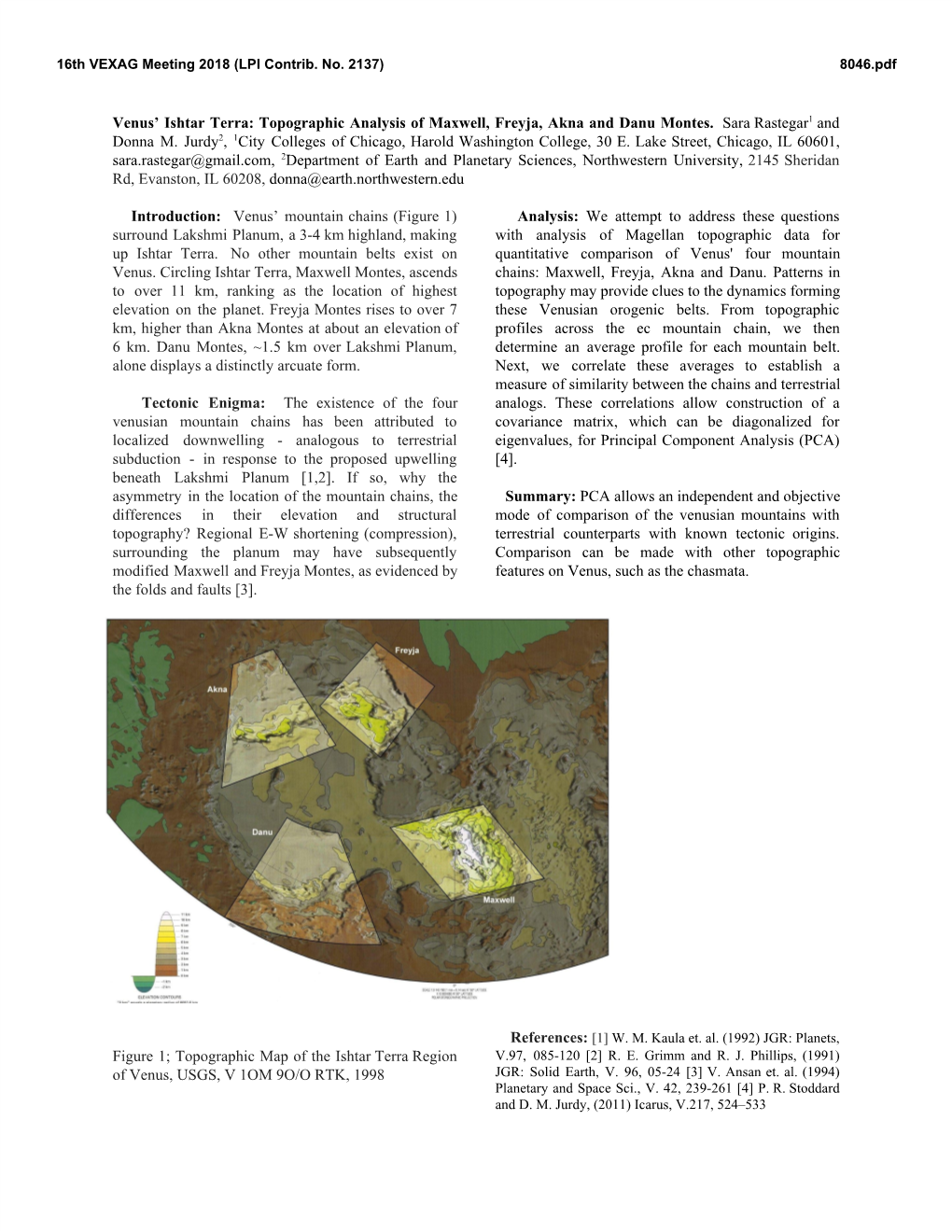 Venus' Ishtar Terra: Topographic Analysis of Maxwell, Freyja, Akna