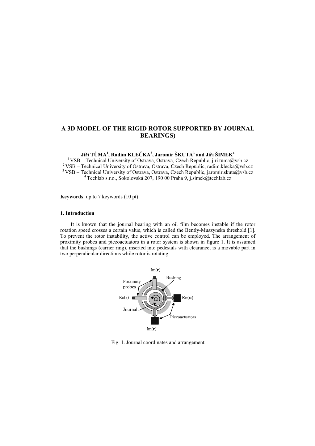 A 3D Model of the Rigid Rotor Supported by Journal Bearings)