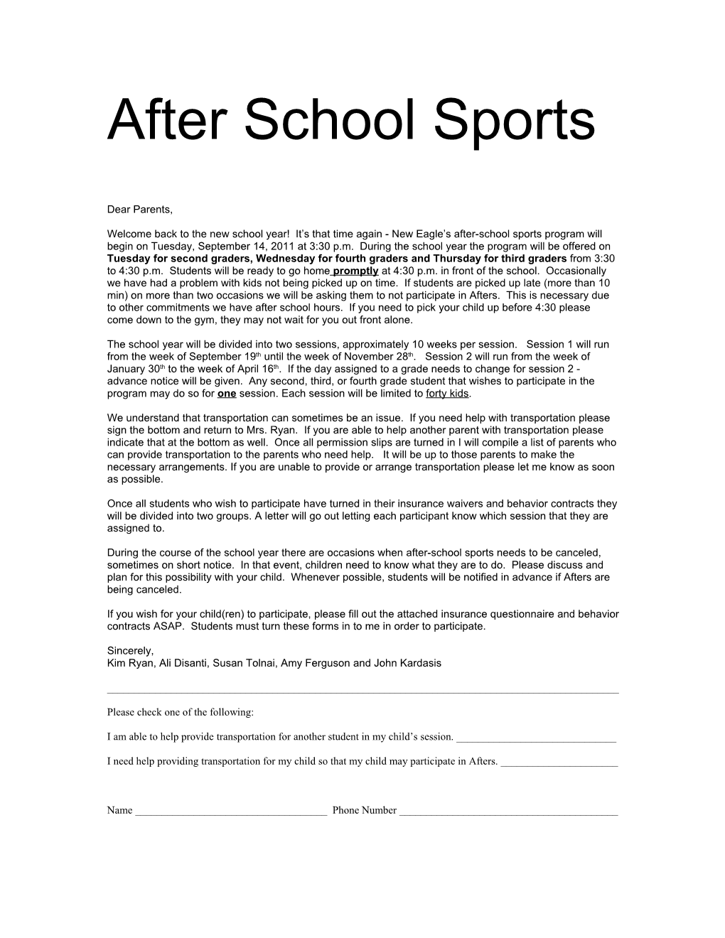 After School Sports