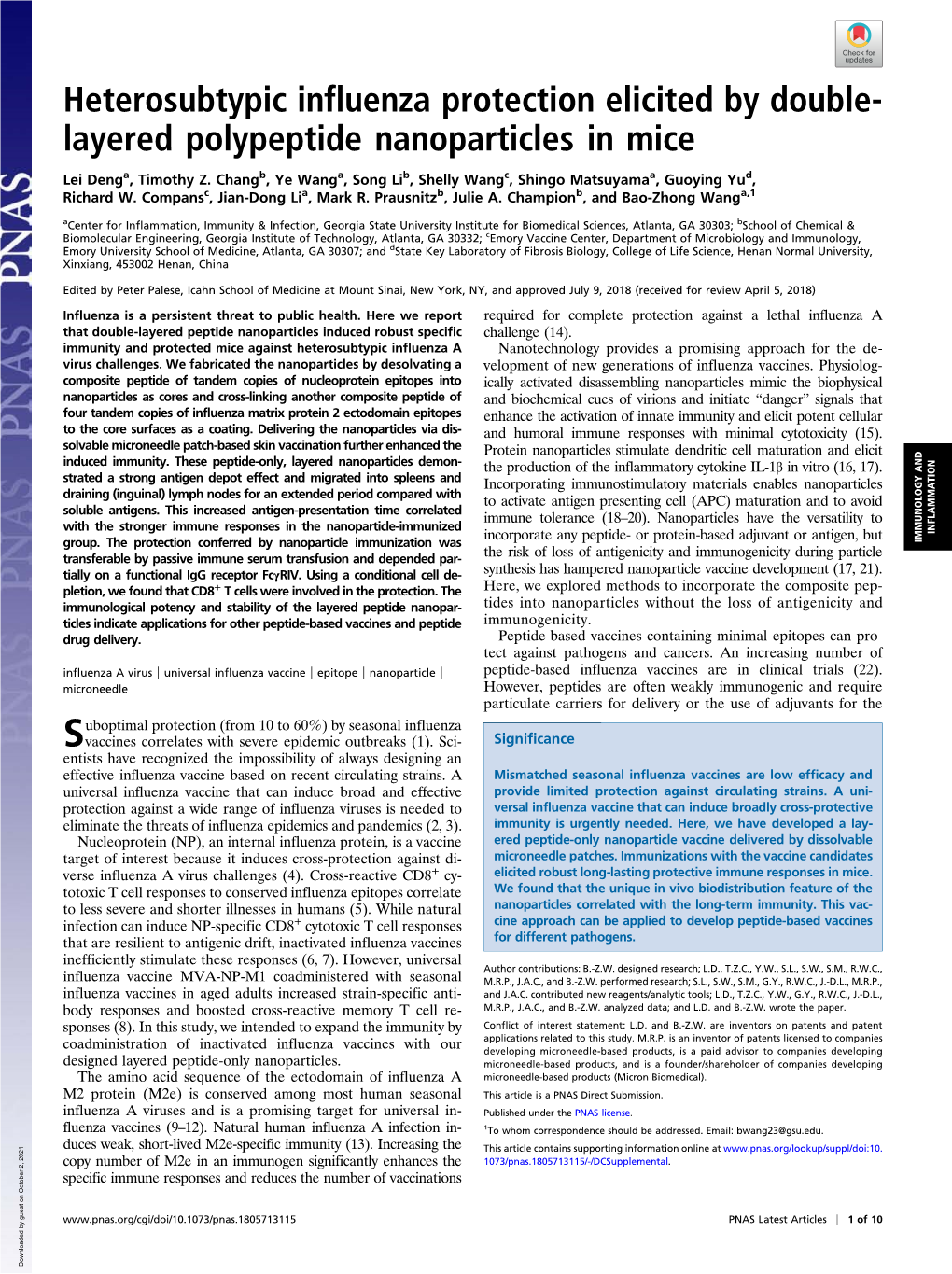 Heterosubtypic Influenza Protection Elicited by Double-Layered